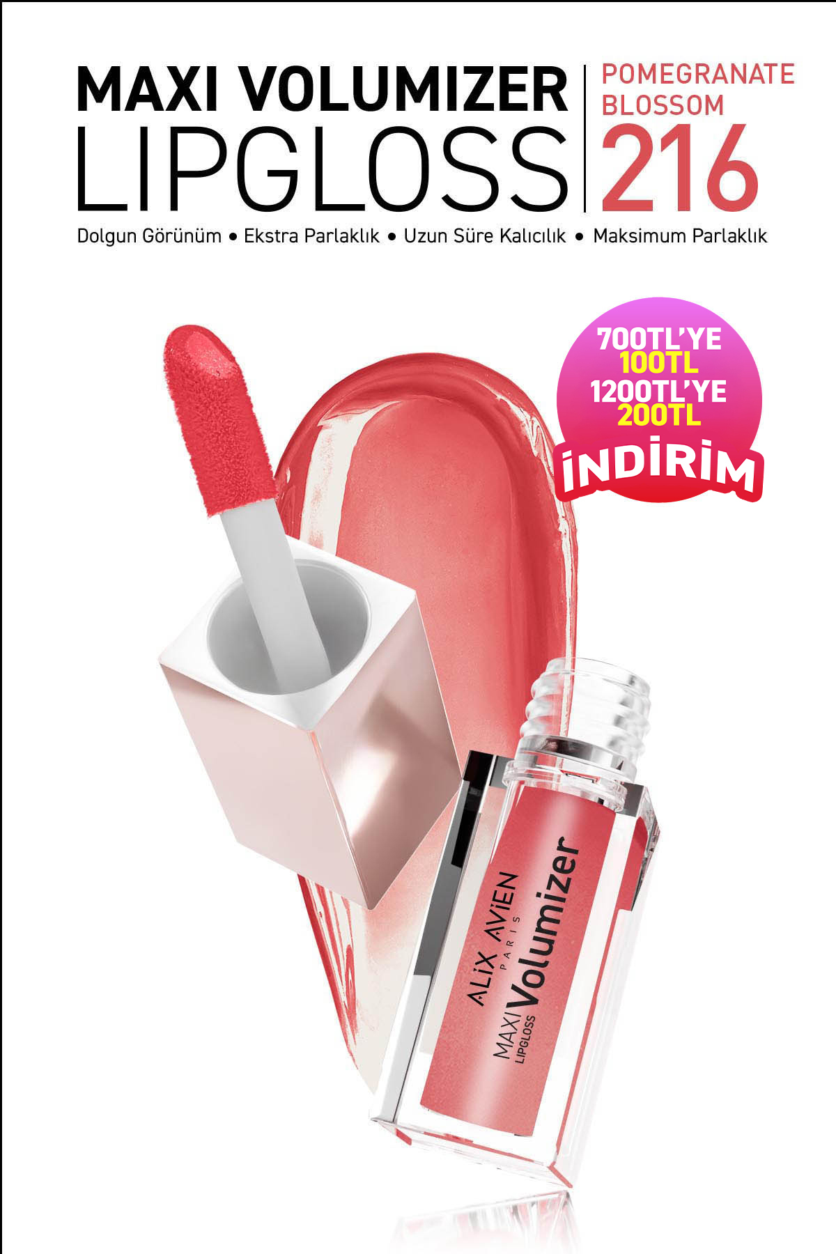 Alix Avien Maxivolumizer Lipgloss 216 - Glazing Fuchsia - Kalıcı ve Nemlendirici Ruj - Dolgunlaştırıcı Etki — بنفش MAXIVOLUMIZER