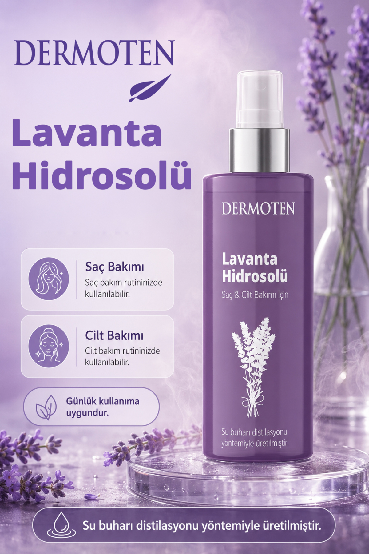 Lavanta Suyu | Cilt ve Saç İçin Ferahlatıcı Bakım Suyu — 8699649018464 — تصویر 6 از 7