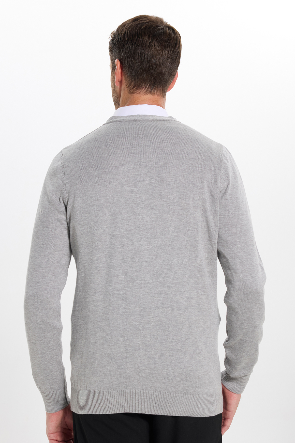 Erkek Slim Fit Düğmeli Düz Pamuk Gri Hırka — خاکستری KZ16036-02 — تصویر 9 از 9