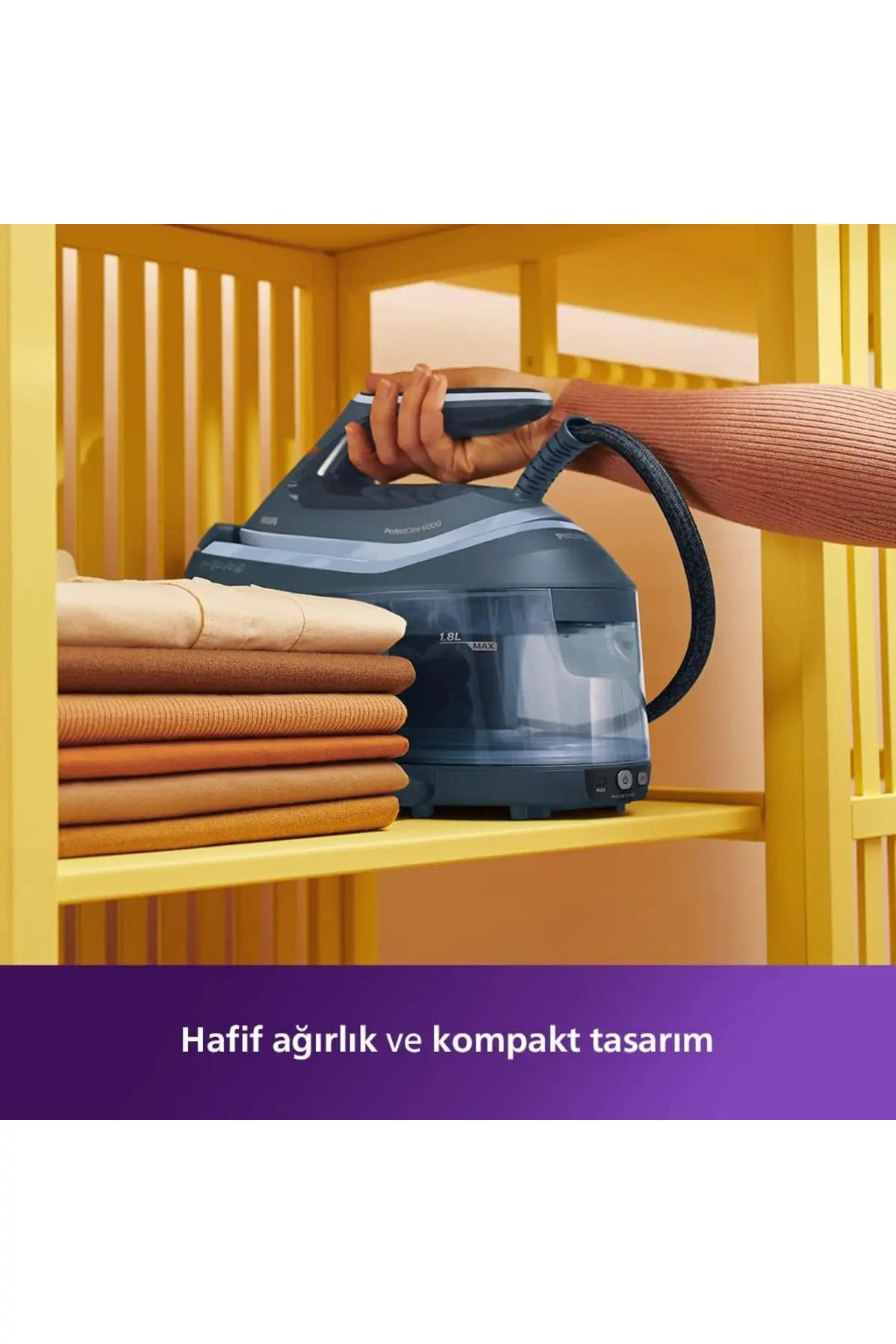 Buhar 8 Ütü Kazanlı Bar | 2400 W, 550 g Şok Buhar, Ayar Gerektirmeyen OptimalTEMP, 1,8 L Hazne, Mavi Tartı Hediyeli(ONEROUS) 5