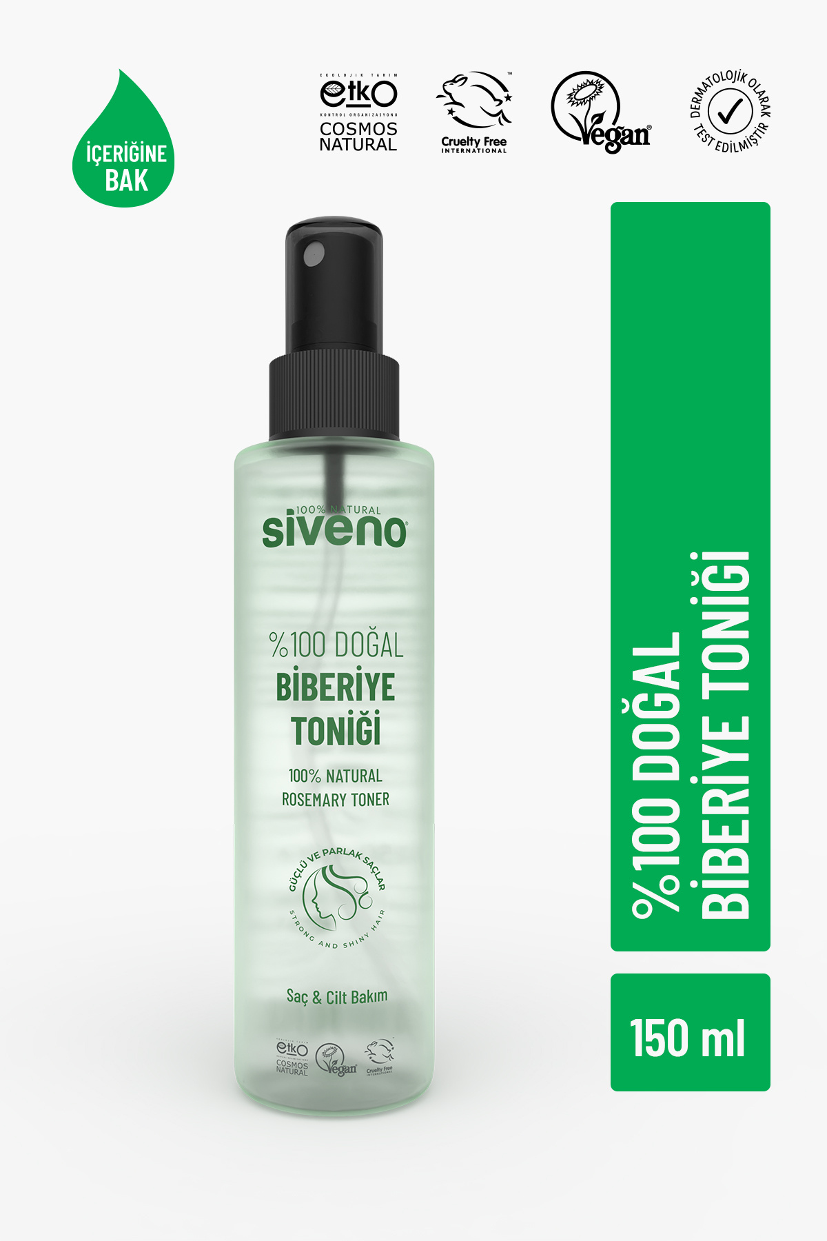 Siveno %100 Doğal Biberiye Suyu Saç Dökülmesi Karşıtı ve Hızlı Saç Uzatma Etkili Saç Toniği 150 ml — MSIV-000193