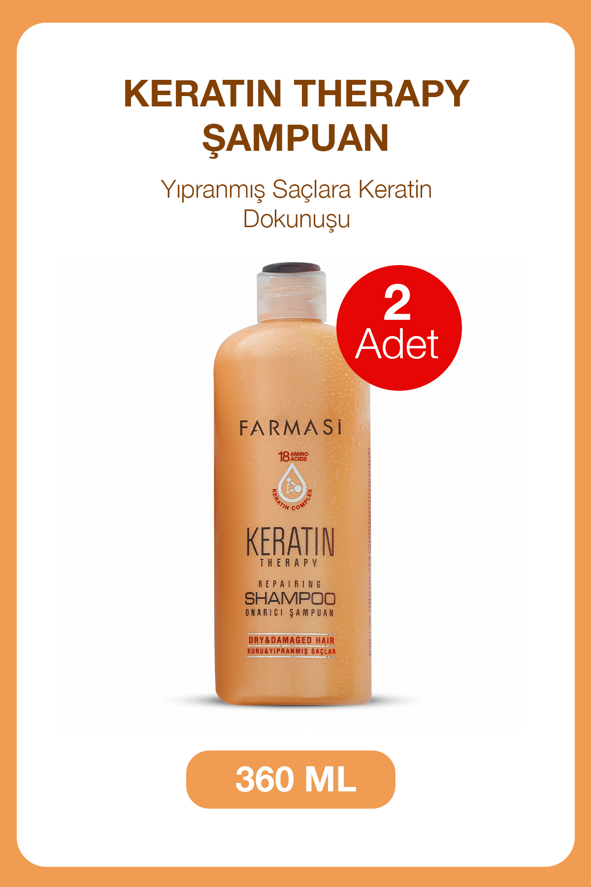 Farmasi Professional Keratin Therapy Onarıcı Şampuan-360ml 2 Adet