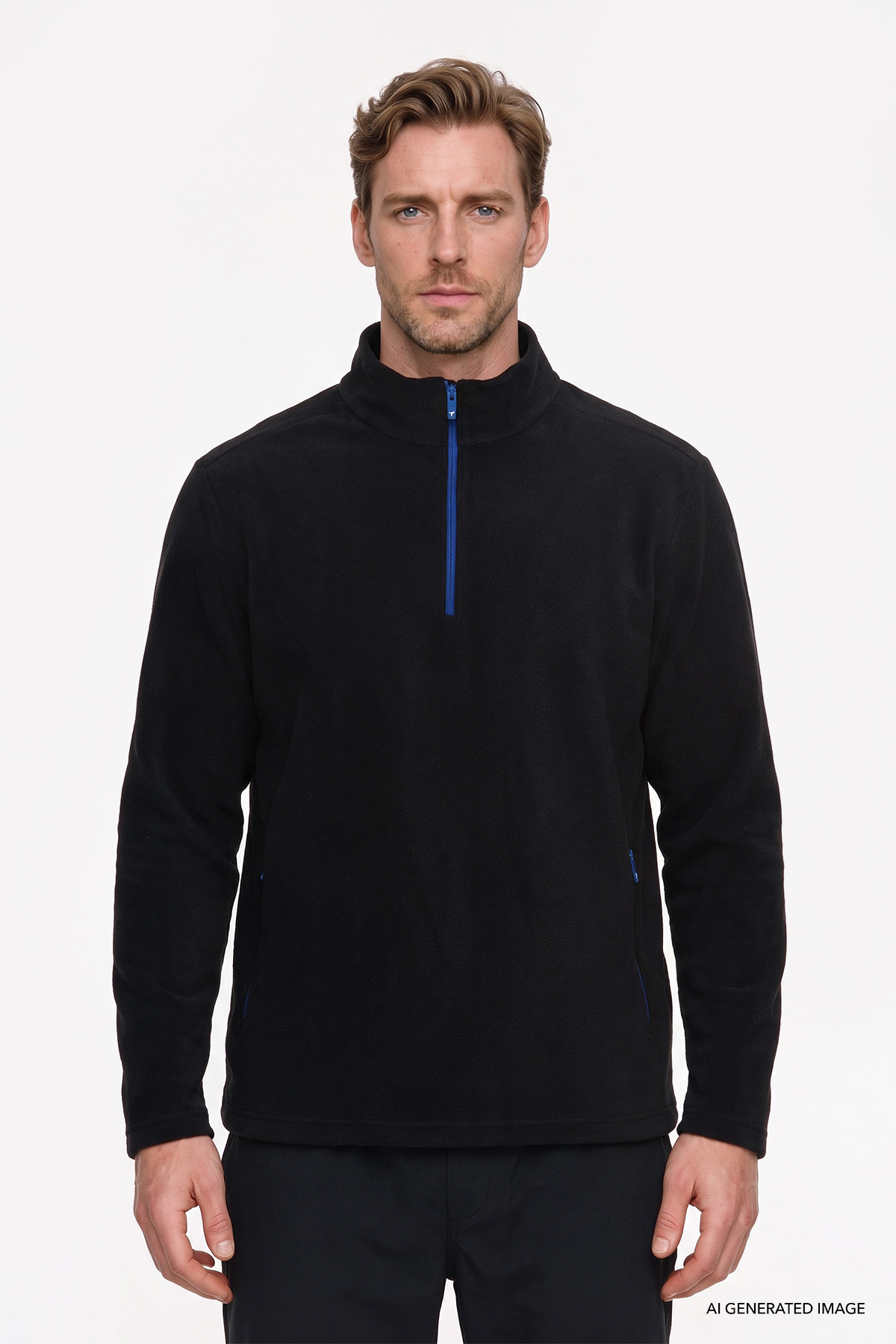 AC&Co / Altınyıldız Classics Erkek Siyah Sıcak Tutan Standart Fit Normal Kesim Bato Yaka Çift Fleto Cepli Sweatshirt Polar — مشکی ETE054271003