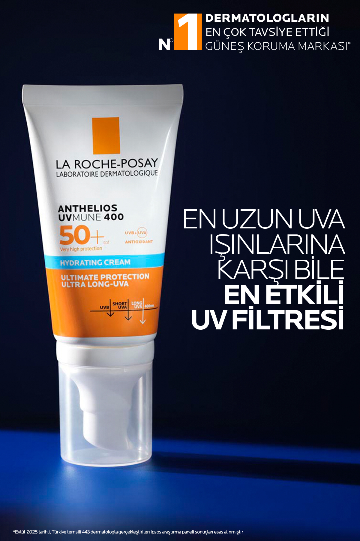 کرم ضد آفتاب مرطوب کننده آنتلیوس Uvmune 400 SPF50+ مناسب برای تمام انواع پوست 50 میلی لیتر