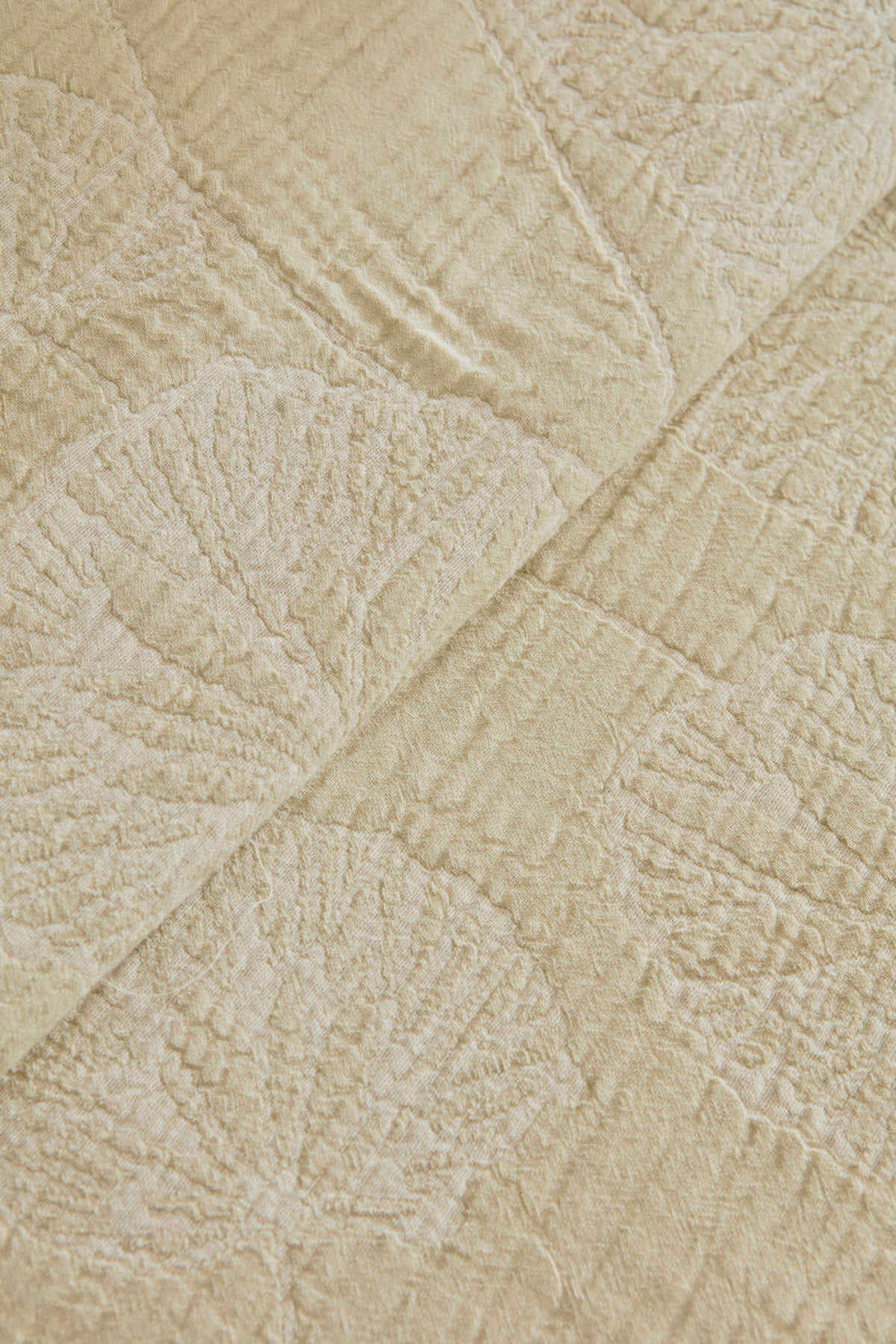Ginkgo Leaf Müslin Nakışlı Çift Kişilik Pike Takımı Adaçayı 9