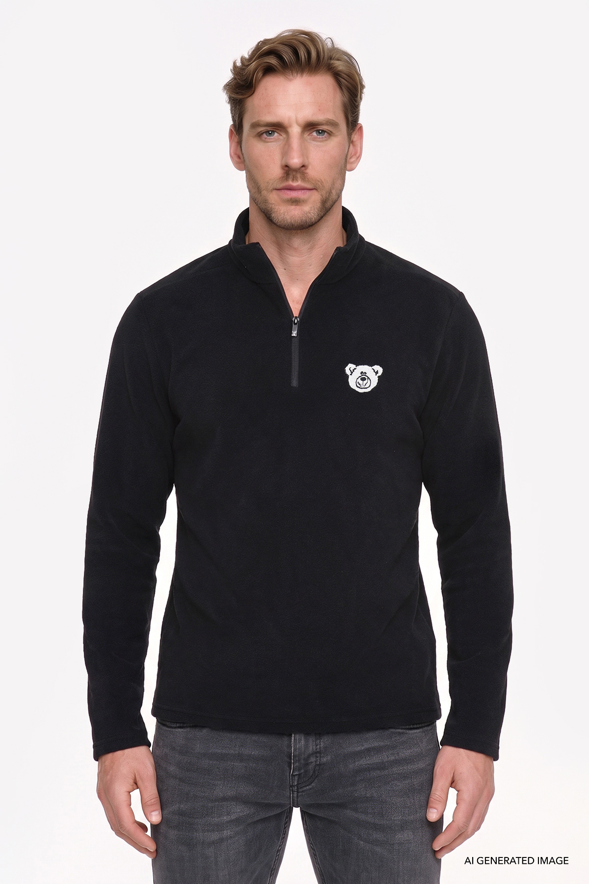 AC&Co / Altınyıldız Classics Erkek Siyah Anti-Pilling Tüylenme Yapmayan Soğuk Geçirmez Standart Fit Nakışlı Sweatshirt Polar — مشکی ETE054271004
