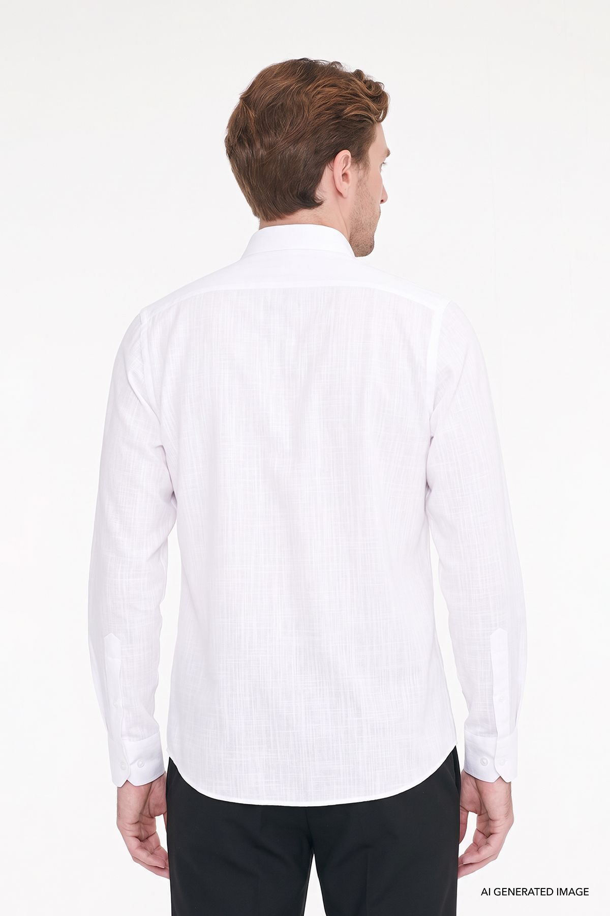 Erkek Beyaz Kolay Ütülenebilen %100 Pamuk Nefes Alabilen Terletmez Slim Fit Gömlek — سفید 4A2021200056 — تصویر 11 از 12