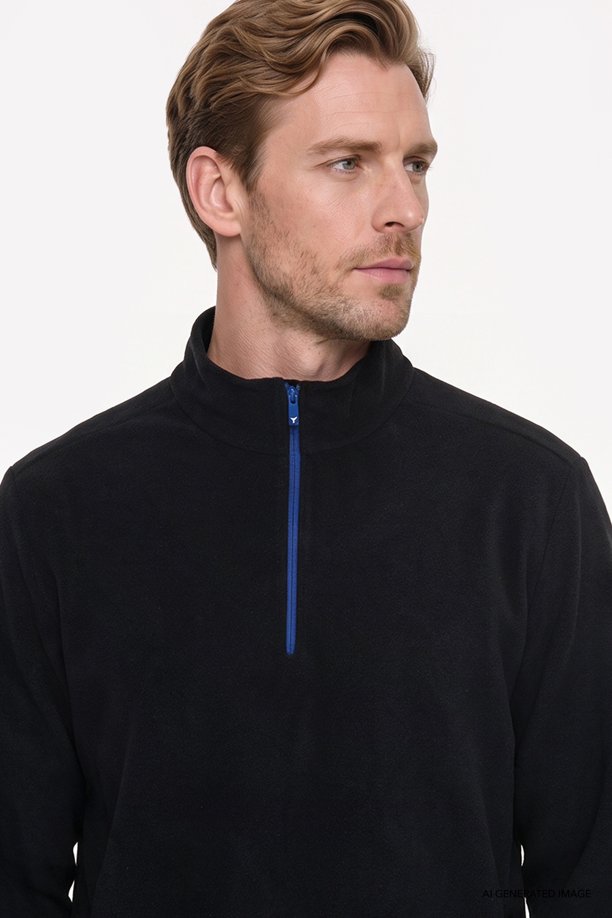 Erkek Siyah Sıcak Tutan Standart Fit Normal Kesim Bato Yaka Çift Fleto Cepli Sweatshirt Polar — مشکی ETE054271003 — تصویر 5 از 7