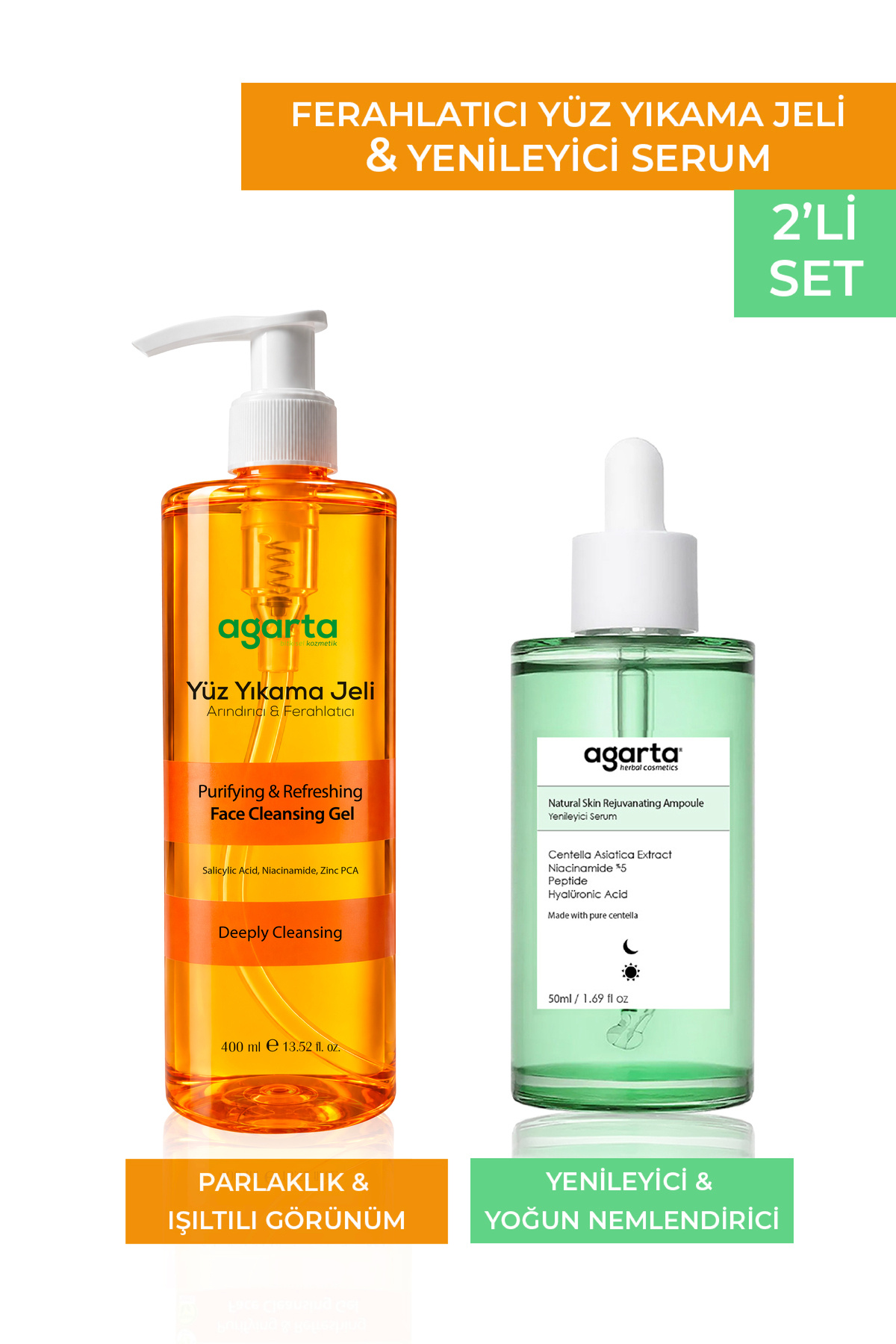 2li Set Naturel Skin Rejuvanating Yenileyici Serum Canlandırıcı Yüz Temizleme Jeli Turuncu — 865658488