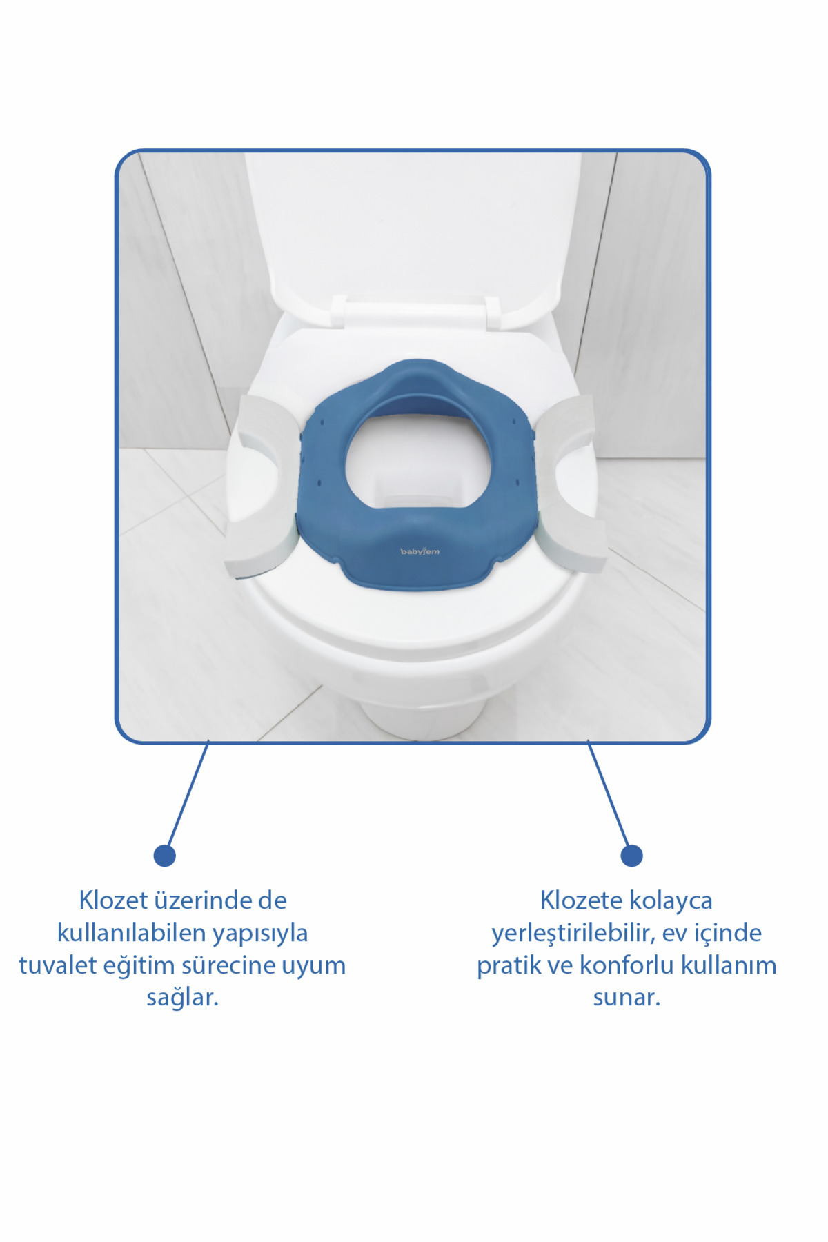 2 İn 1 Portatif Katlanabilir Seyahat Lazımlığı Klozet Adaptörü İndigo Mavi + 5 Hediye Poşet 4
