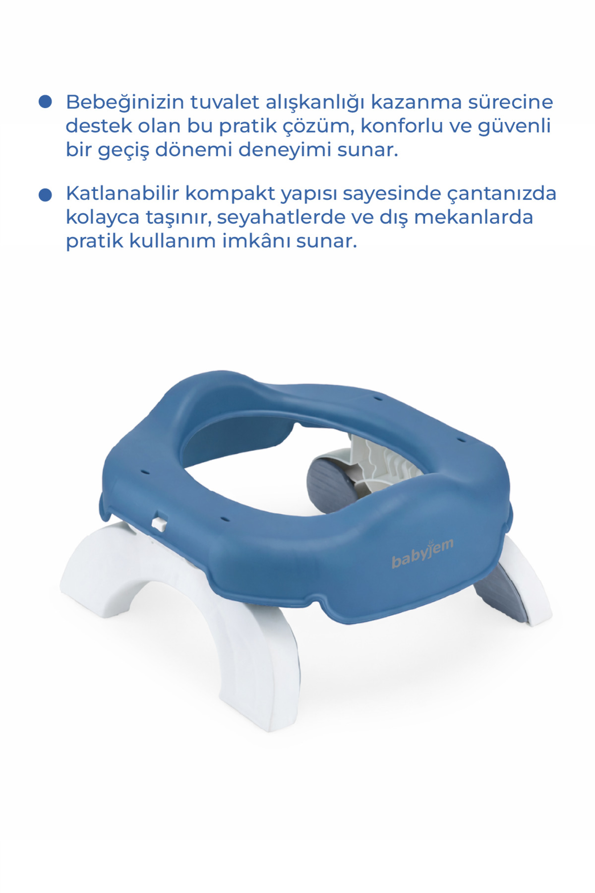 2 İn 1 Portatif Katlanabilir Seyahat Lazımlığı Klozet Adaptörü İndigo Mavi + 5 Hediye Poşet 2