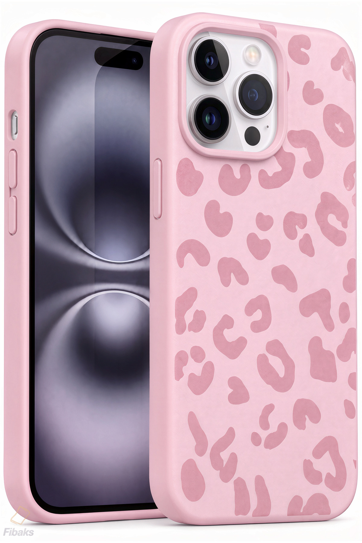 iPhone 15 Pro Max Kılıf Pembe Leopar Desenli İnce Yumuşak Silikon