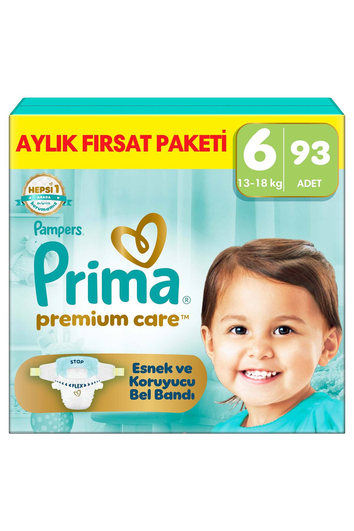 Prima Premium Care Aylık Fırsat Paketi 6 Numara 93 Adet Bebek Bezi