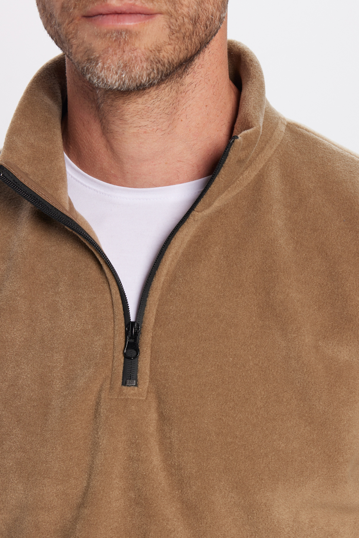 Unisex Standart Fit Tüylenmeye Karşı Dirençli Soğuğa Karşı Dayanıklı Haki Bato Yaka Polar Sweatshirt 4