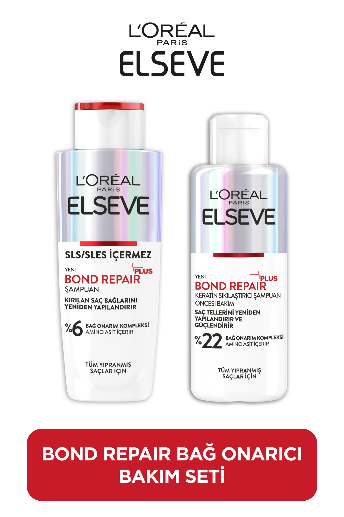 ELSEVE Bond Repair Plus Bağ Onarıcı Bakım Seti Güçlendirici Şampuan ve Şampuan Öncesi Kurtarıcı Bakım 200ml — PKTBNDRPRONRCSHMPKRM