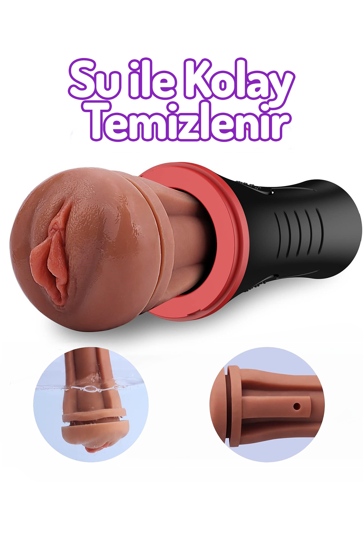 Gerçekçi Ten Hissiyatında Realistik Cup Suni Melez Vajina Fener Tipi Sıkılabilir Mastürbatör Kupası. 3