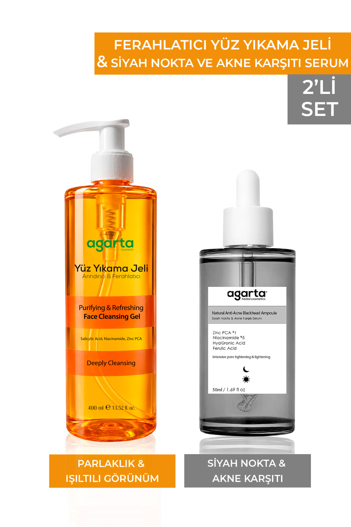 Agarta 2 Li Set Canlandırıcı Ve Ferahlatıcı Jel Turuncu & Siyah Noktalar Için Serum — 85562166665
