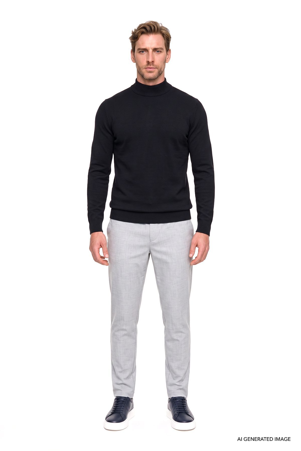 Erkek Gri Non-Iron Ütü Gerektirmeyen Diz İzi Yapmayan Beli Bağlamalı Jogger Pantolon Slim Fit — خاکستری ET0100000010 — تصویر 4 از 12