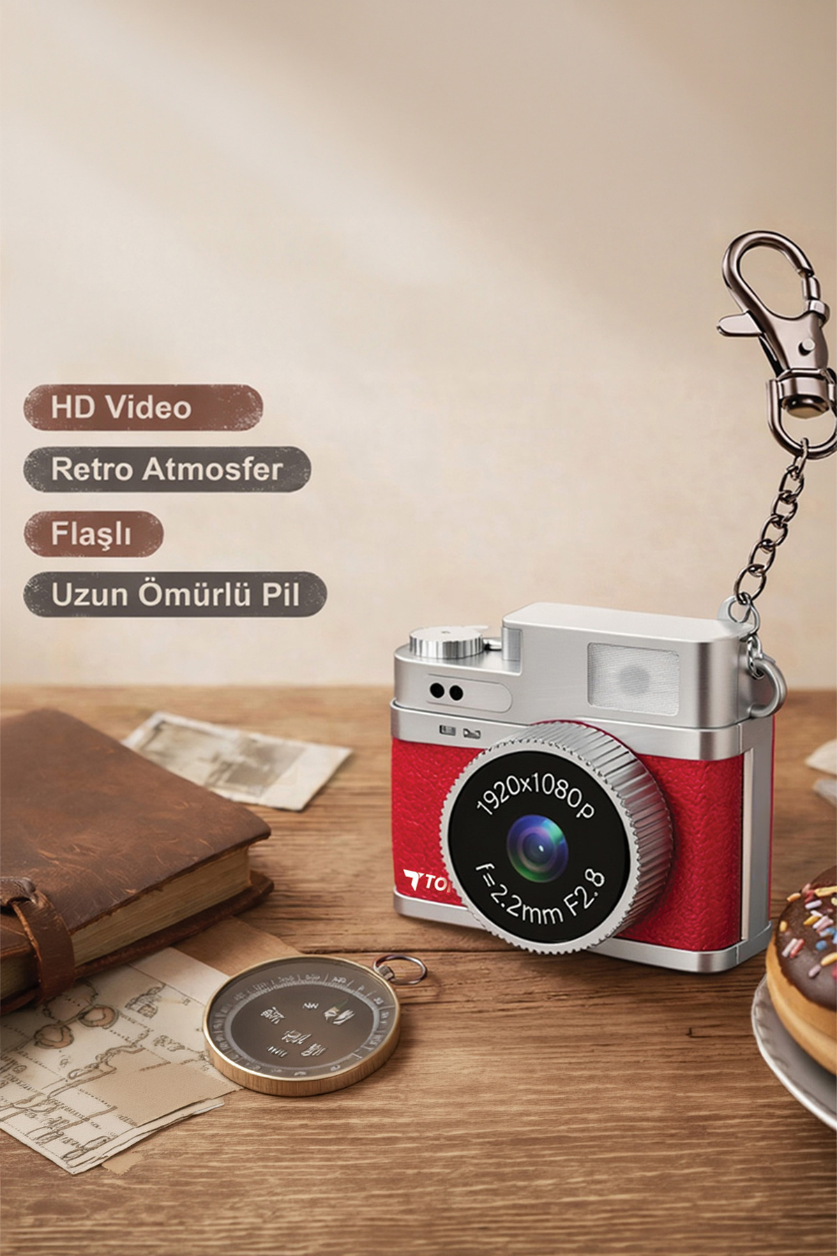 دوربین دیجیتال مینی سلفی و ویدئو بلاگ مدل CMR35 با کیفیت 1080P - قرمز