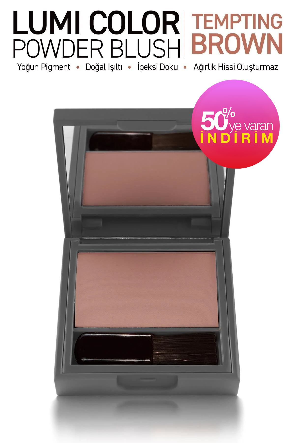 Alix Avien Yoğun Pigmentli Ultra İnce İpeksi Dokulu Pudra Allık - Lumi Color Powder Blush 154 Tempting Brown — قهوه‌ای LUMICOLOR
