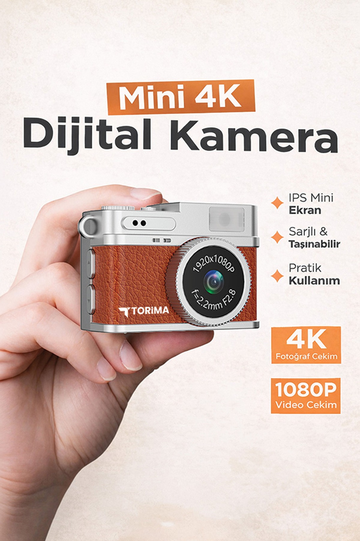 دوربین دیجیتال مینی سلفی و ویدئو بلاگ مینی با کیفیت 1080P مدل CMR35 رنگ قهوه‌ای