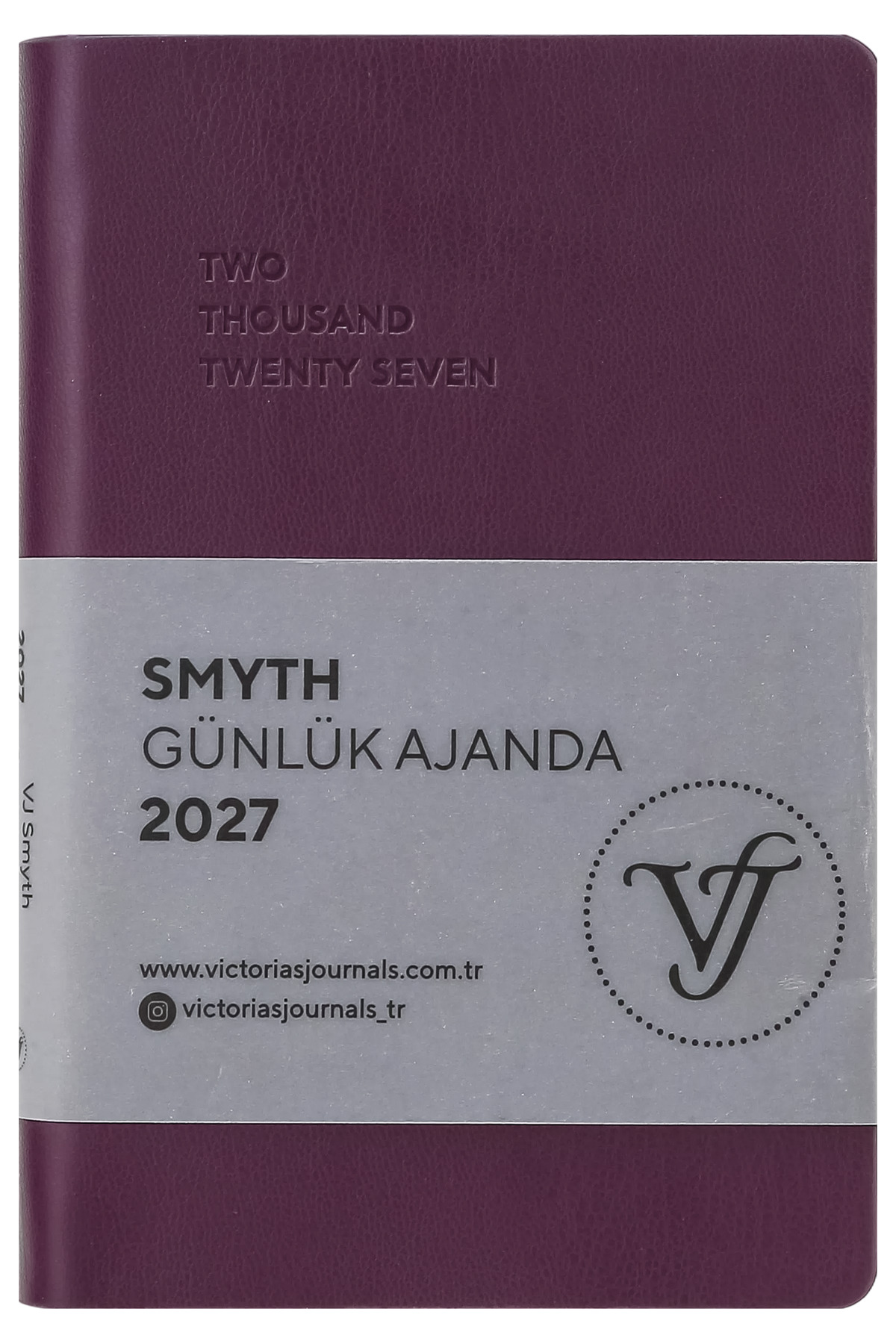 Victoria's Journals Smyth-2027 Günlük Ajanda 9x14 cm. Esnek Kapak.Gümüş Yaldız Kenar-Mor