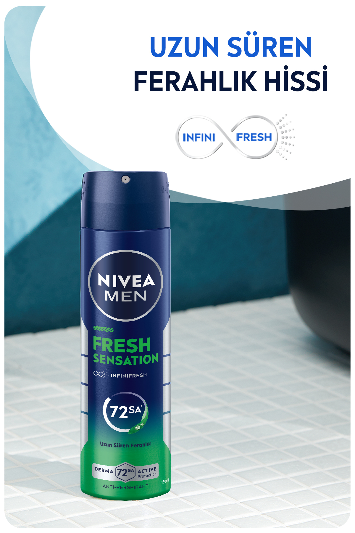 دئودورانت اسپری مردانه Fresh Sensation 250ml، محافظت ضد تعریق 72 ساعته، سایز اقتصادی