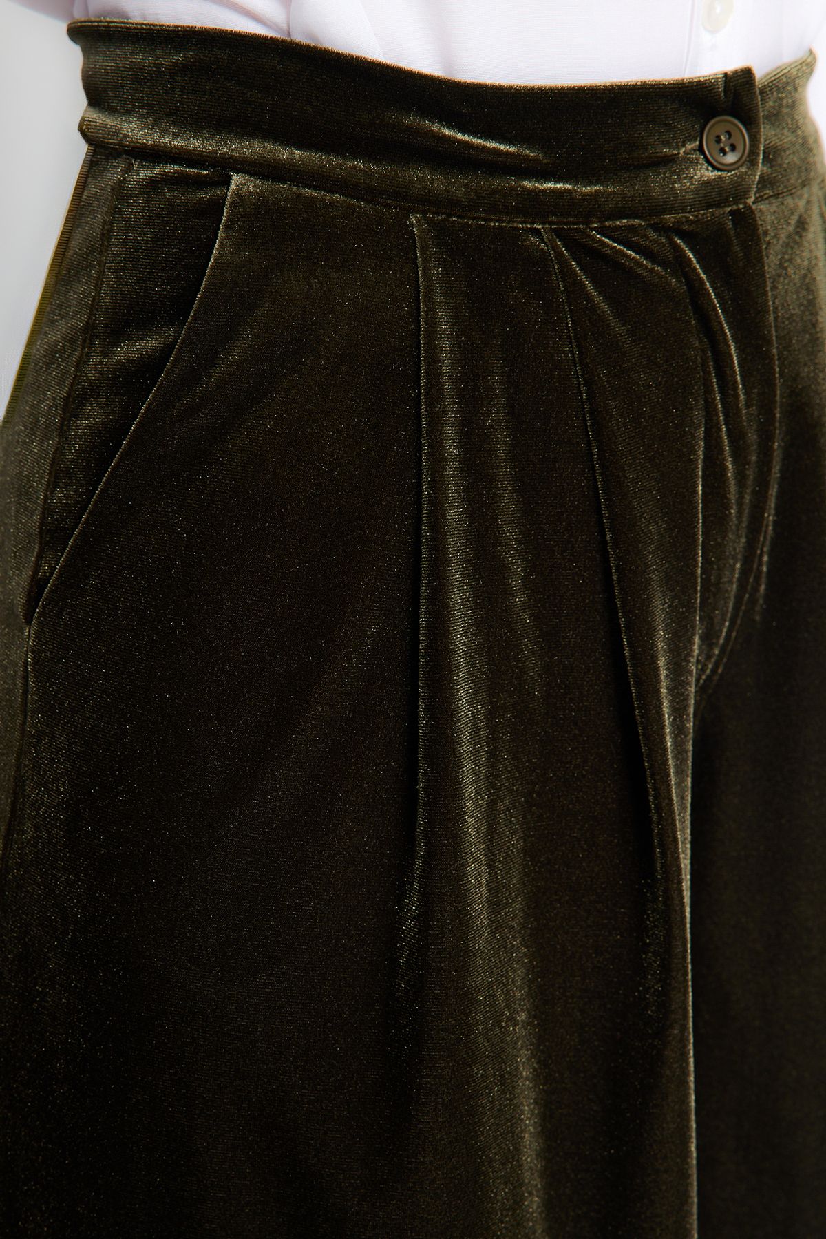 Trendyol Collection-Limitierte Edition – Khakifarbene Samthose TPRAW23PL00017 5