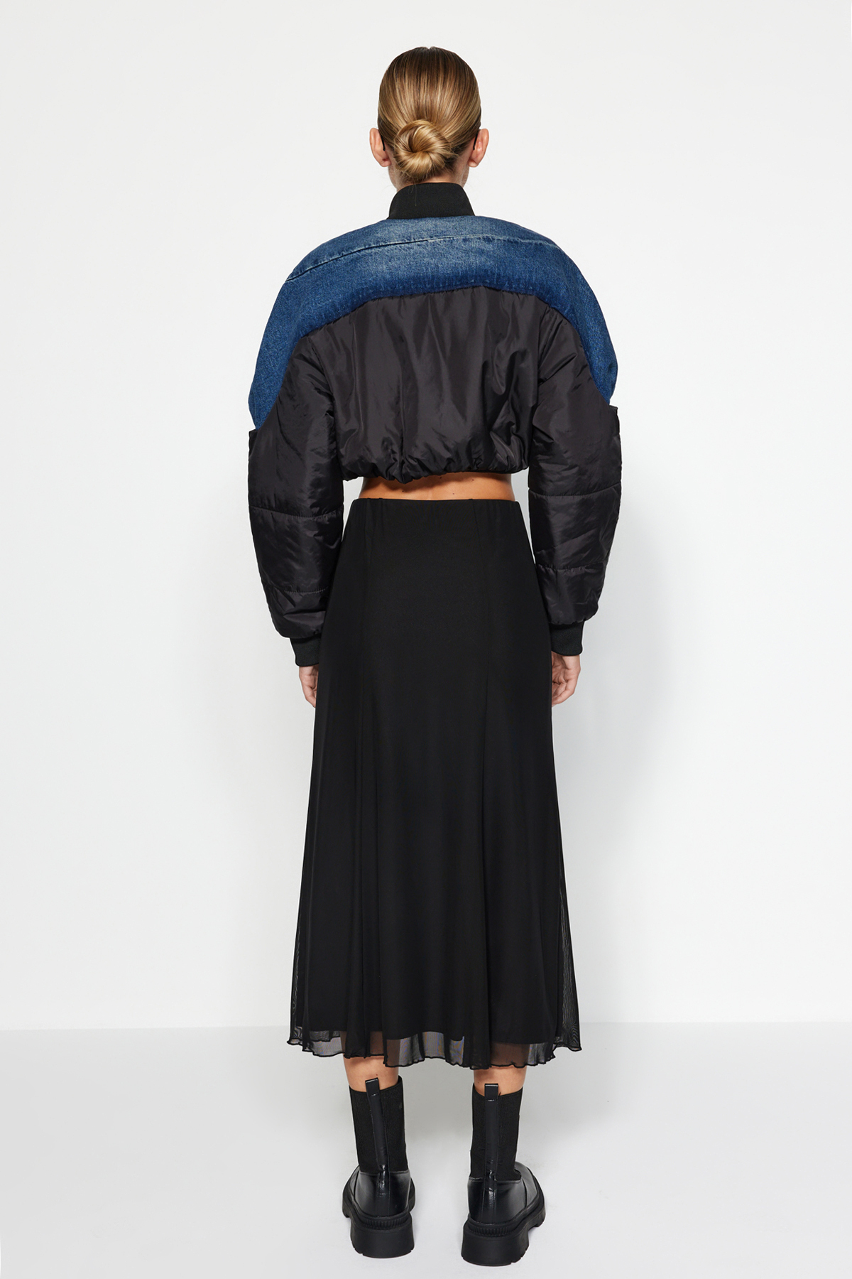 Trendyolmilla  Siyah Astarlı Tül Maxi Örme Etek TWOAW24ET00130 - Görsel 5