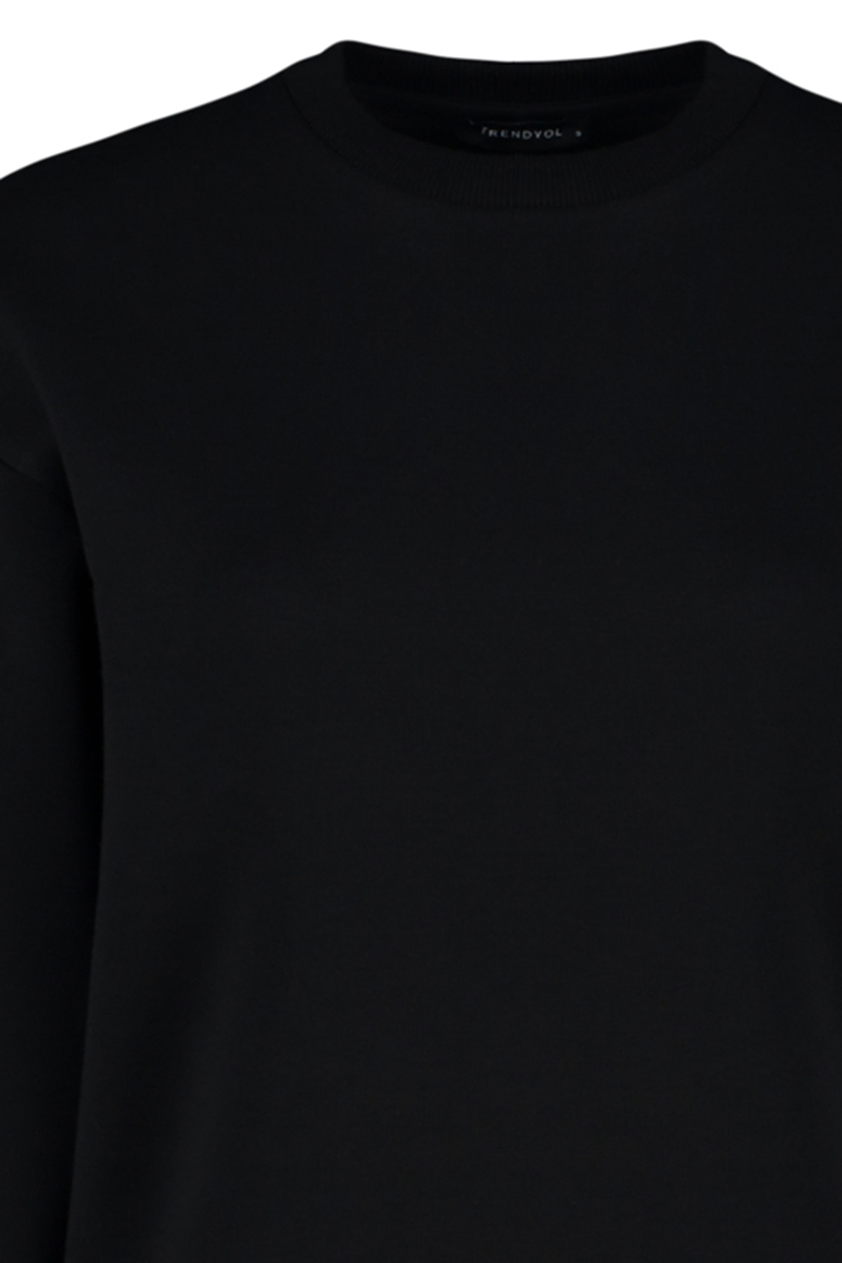 Trendyolmilla  Siyah Kalın İçi Polarlı Regular/Normal Kalıp Bisiklet Yaka Basic Örme Sweatshirt TWOAW24SW00101 - Görsel 9