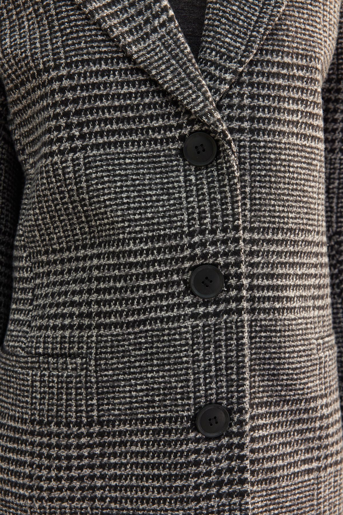 Trendyol Collection-Graue Blazerjacke in Wolloptik mit normalem Futter und gewebtem Karomuster TWOAW24BC00048 7