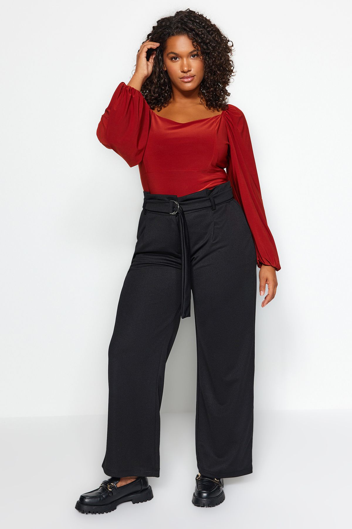 Black wide leg sales trousers size 18