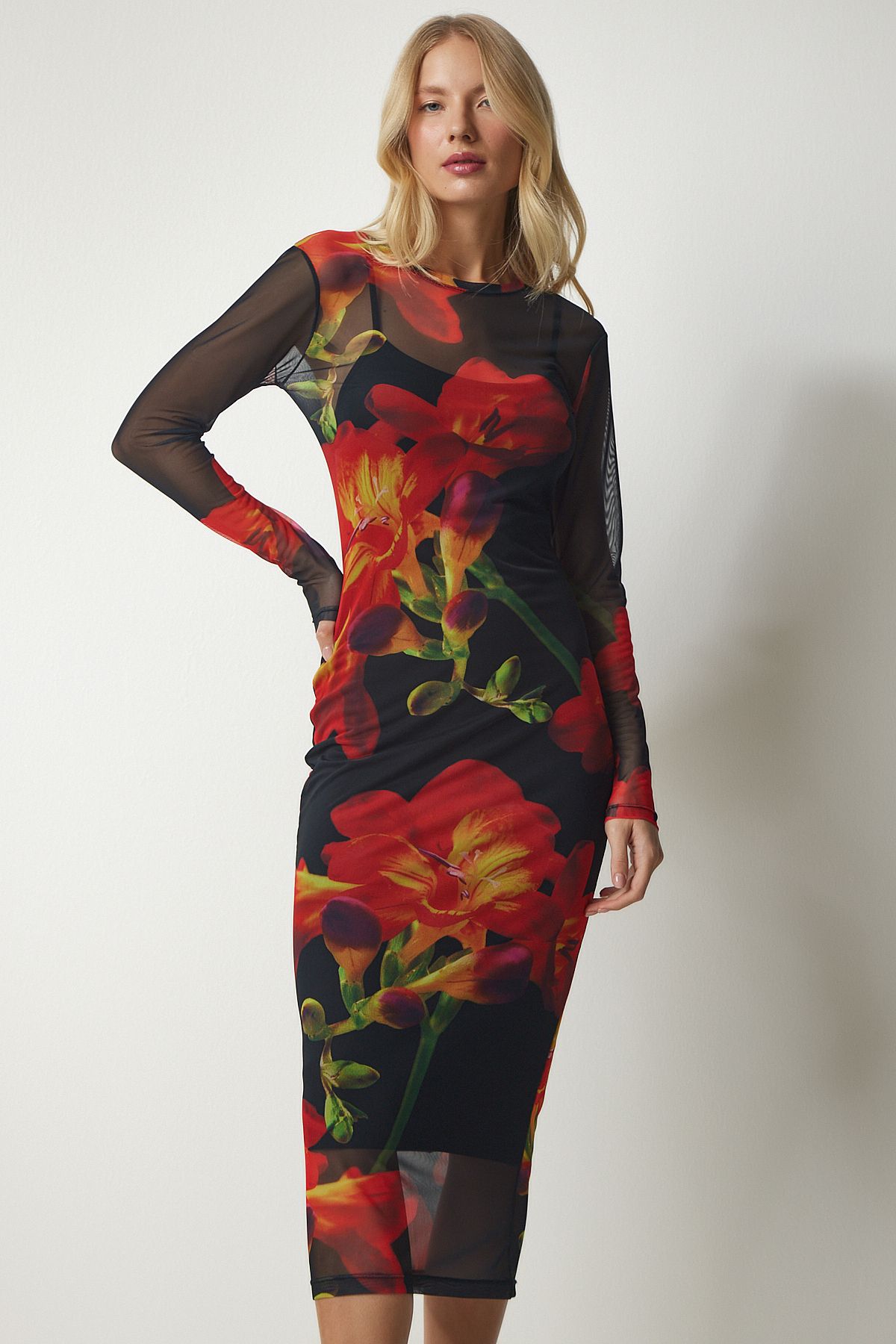 Patterned chiffon dress store