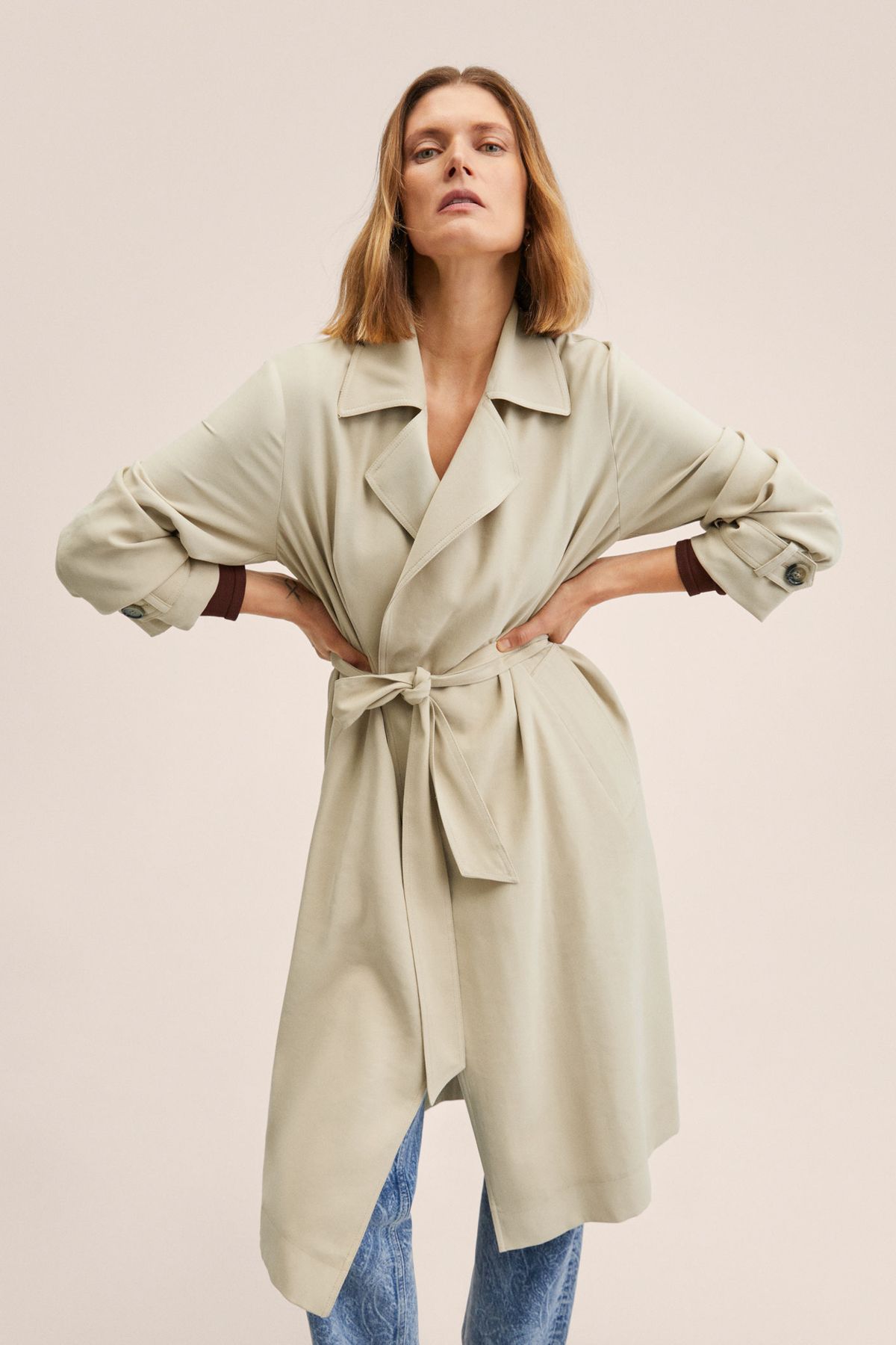 MANGO 27045765 Coats and Parkas Ecru Trendyol