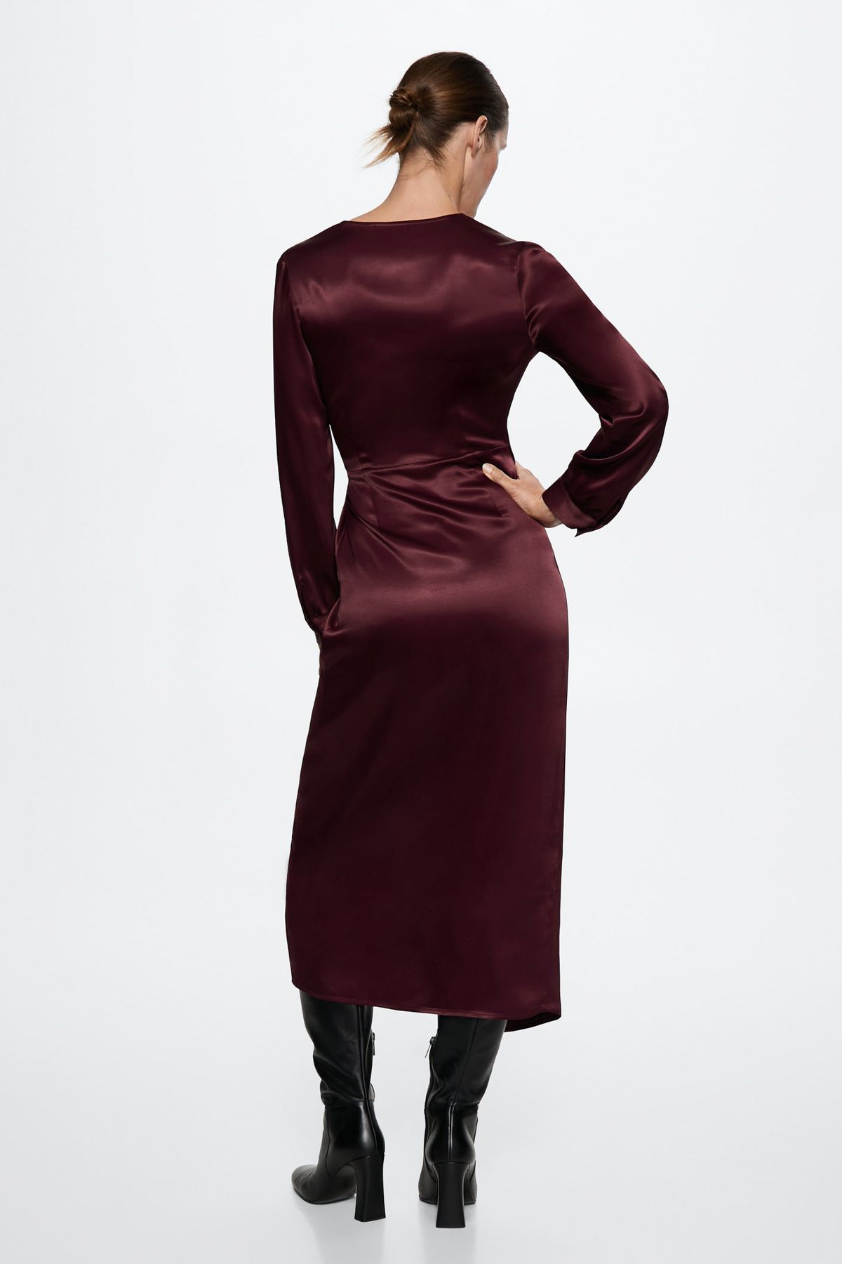 Mango burgundy sale dress