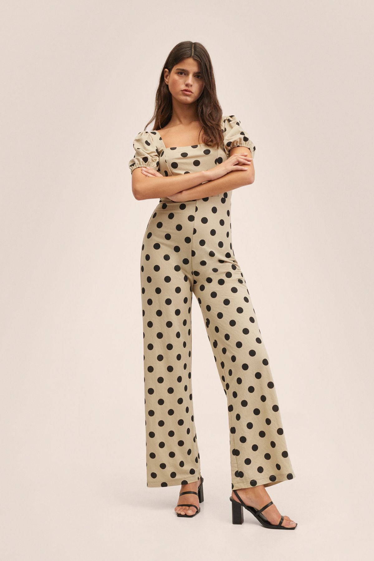 Mango shop jumpsuit beige