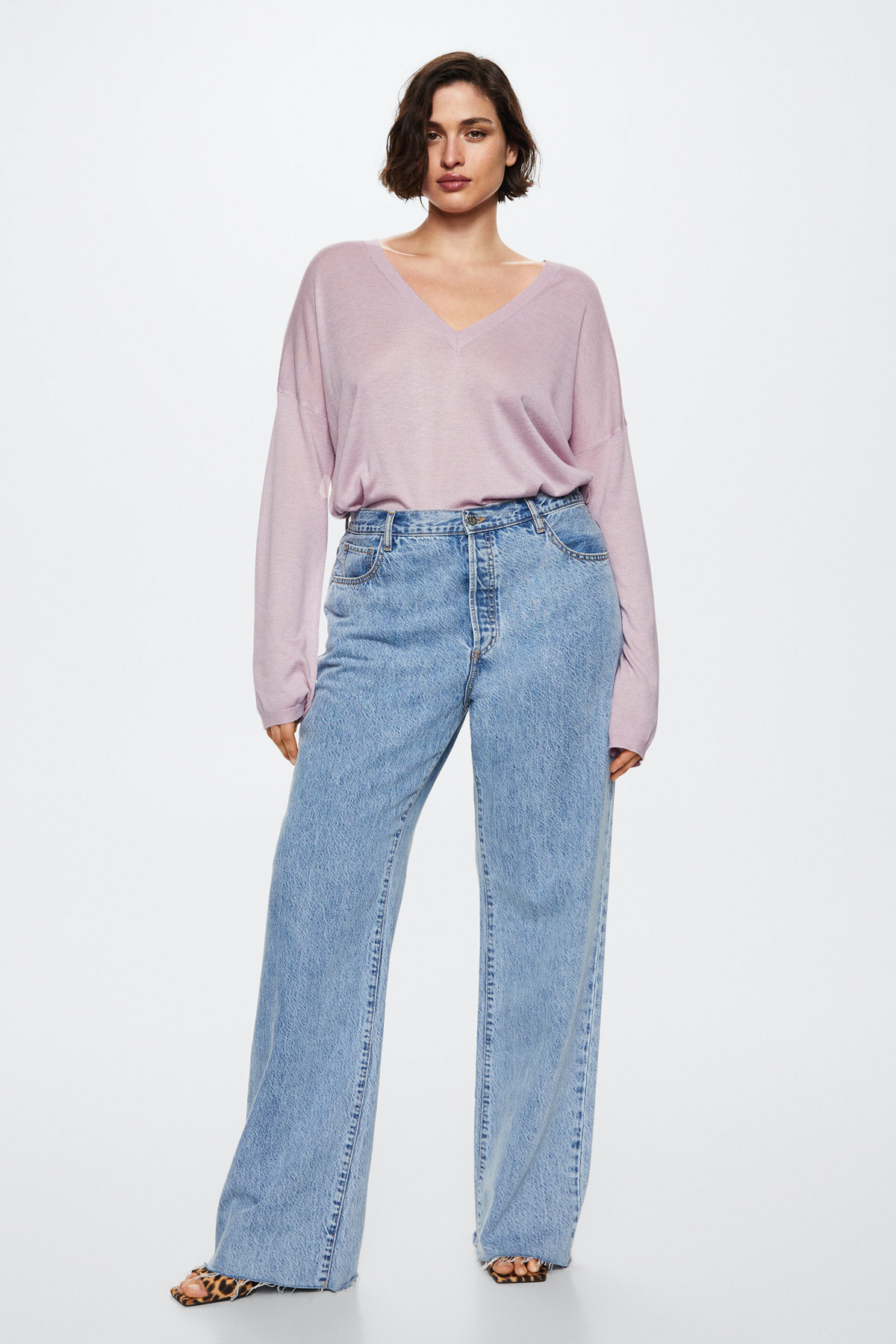 بافت و پلیور زنانه بنفش منگوMANGO | 37013790 اورجینال - تصویر 7