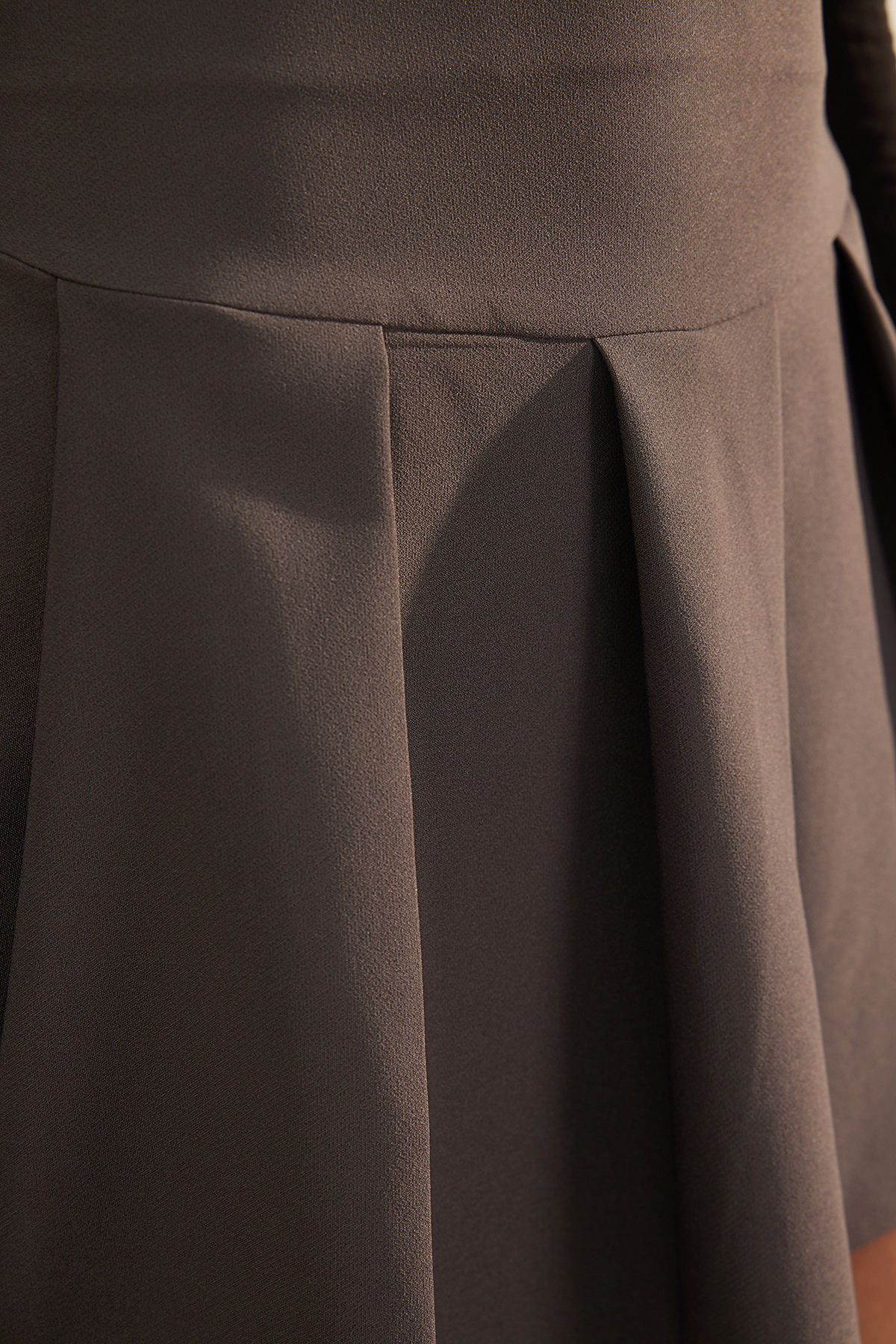 Trendyolmilla  Antrasit Premium Yüksek Kalite Pileli Mini Boy Dokuma Etek TWOAW24ET00309 - Görsel 7