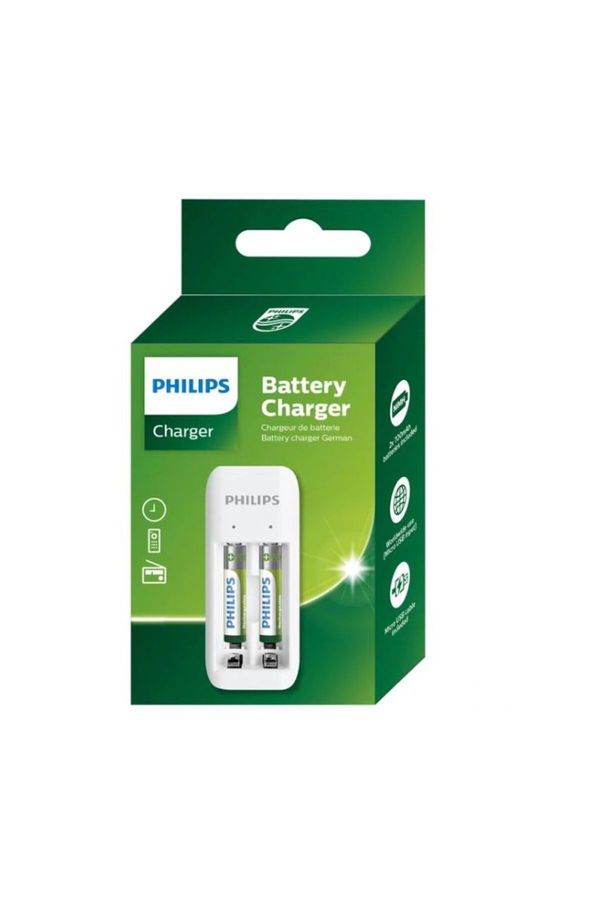 SCB2070NB/00 2 Slotlu 2x AAA 700 mAh İnce Pil + Micro Usb Kablolu Şarj Cihazı