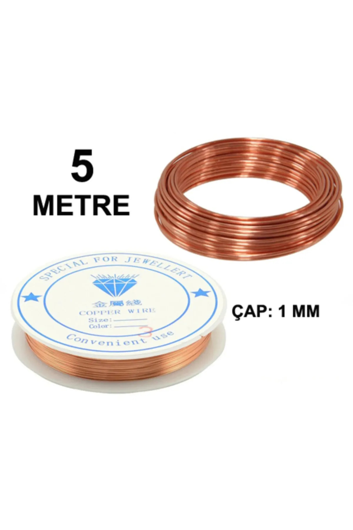 AYMAGNET 5 Metre, Bakır Rengi Tel, 1 Mm Kalınlık, Makara Tel, Hobi Teli (1 ADET 5 METRE)