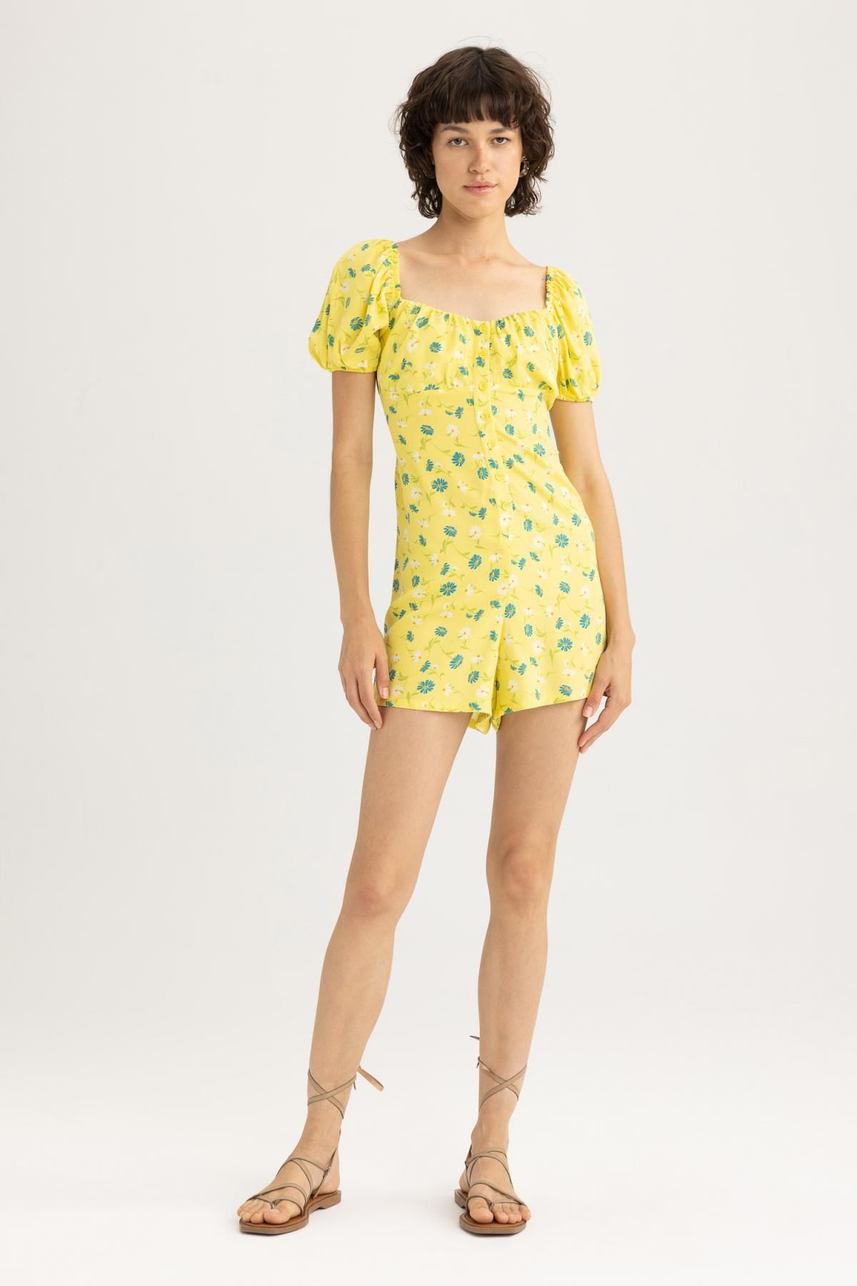 Short sleeve floral jumpsuit cheap