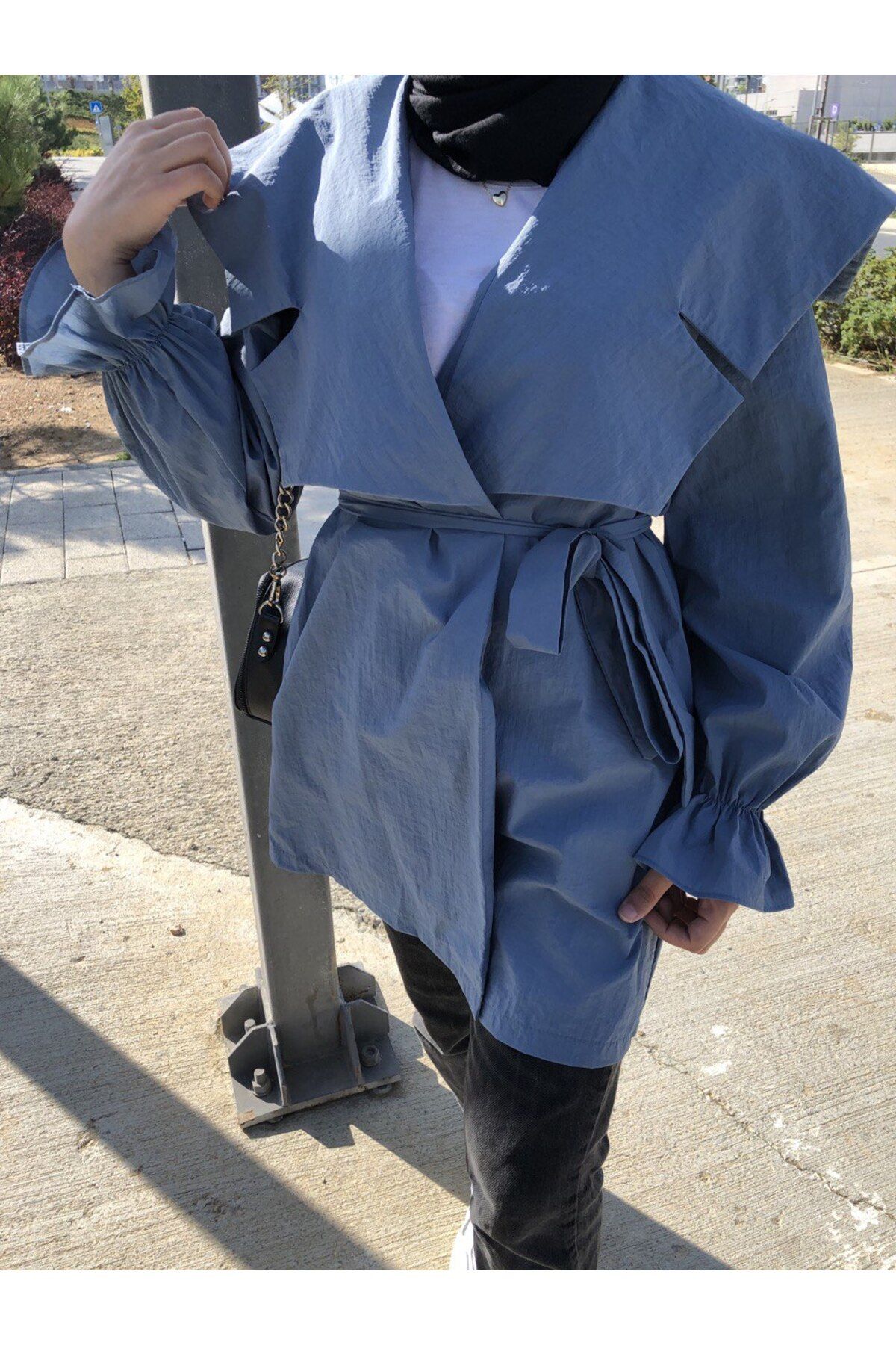 Zara blue sale trench coat