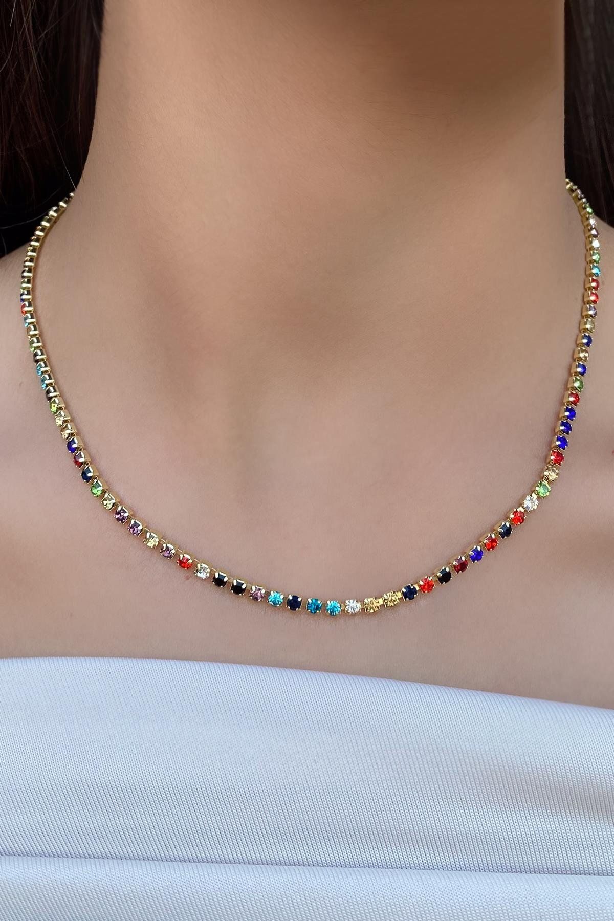 Multi color sale gemstone necklace