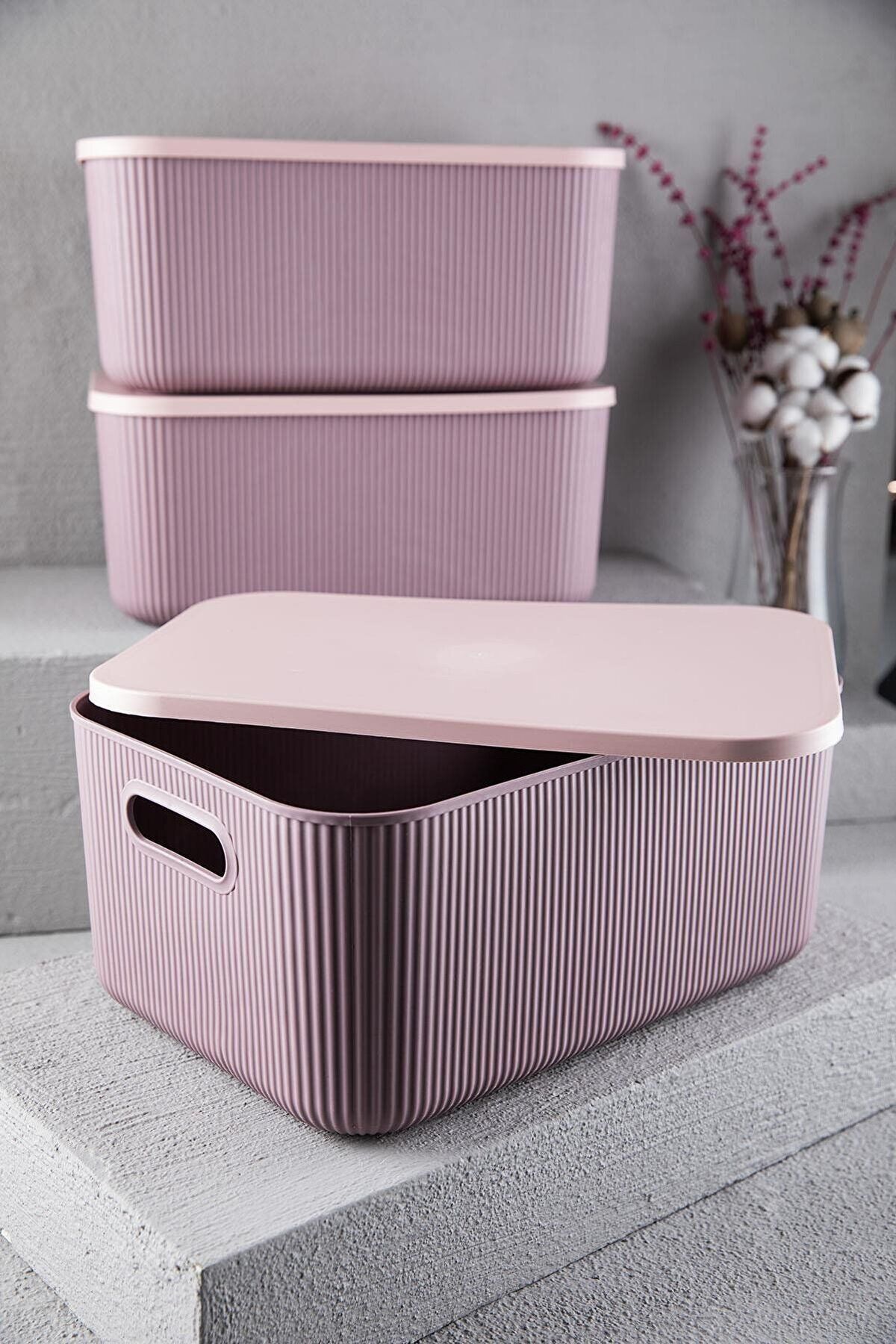 Bayev-2 Pieces Storage 13 Lt Purple Multi-Purpose Closet Organizer Box with Lid Decorative Box 2