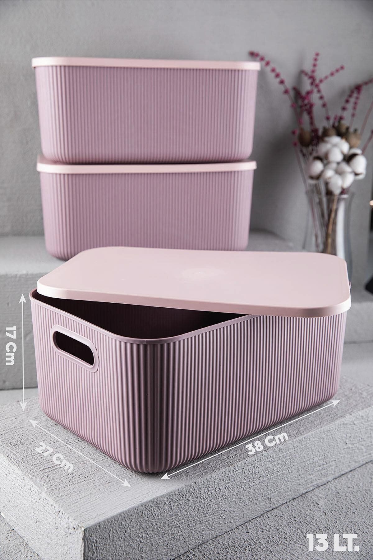 Bayev-2 Pieces Storage 13 Lt Purple Multi-Purpose Closet Organizer Box with Lid Decorative Box 6