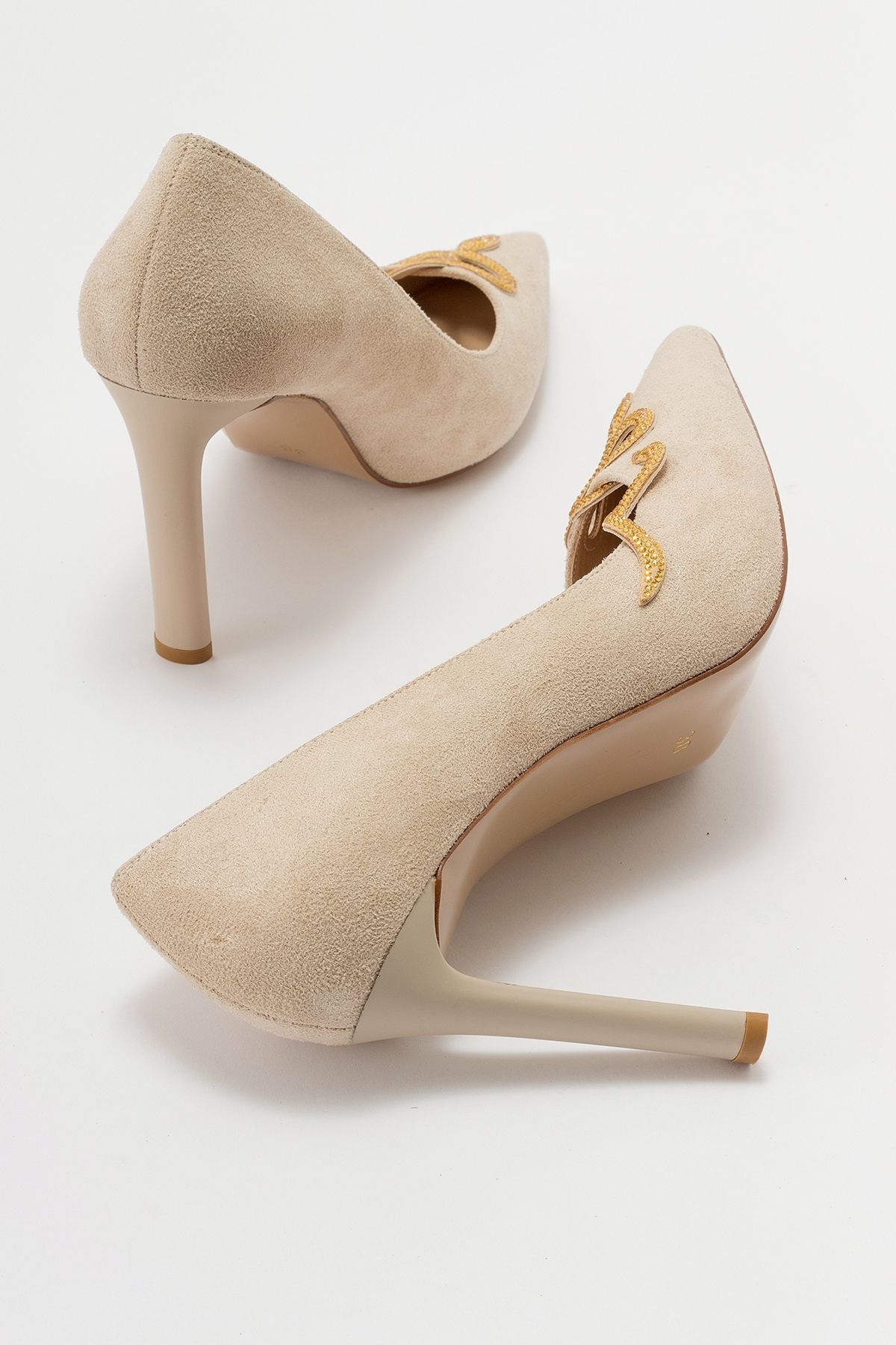 استیلتو نود زنانه کفش پاشنه بلند لرینو بژ luvishoes