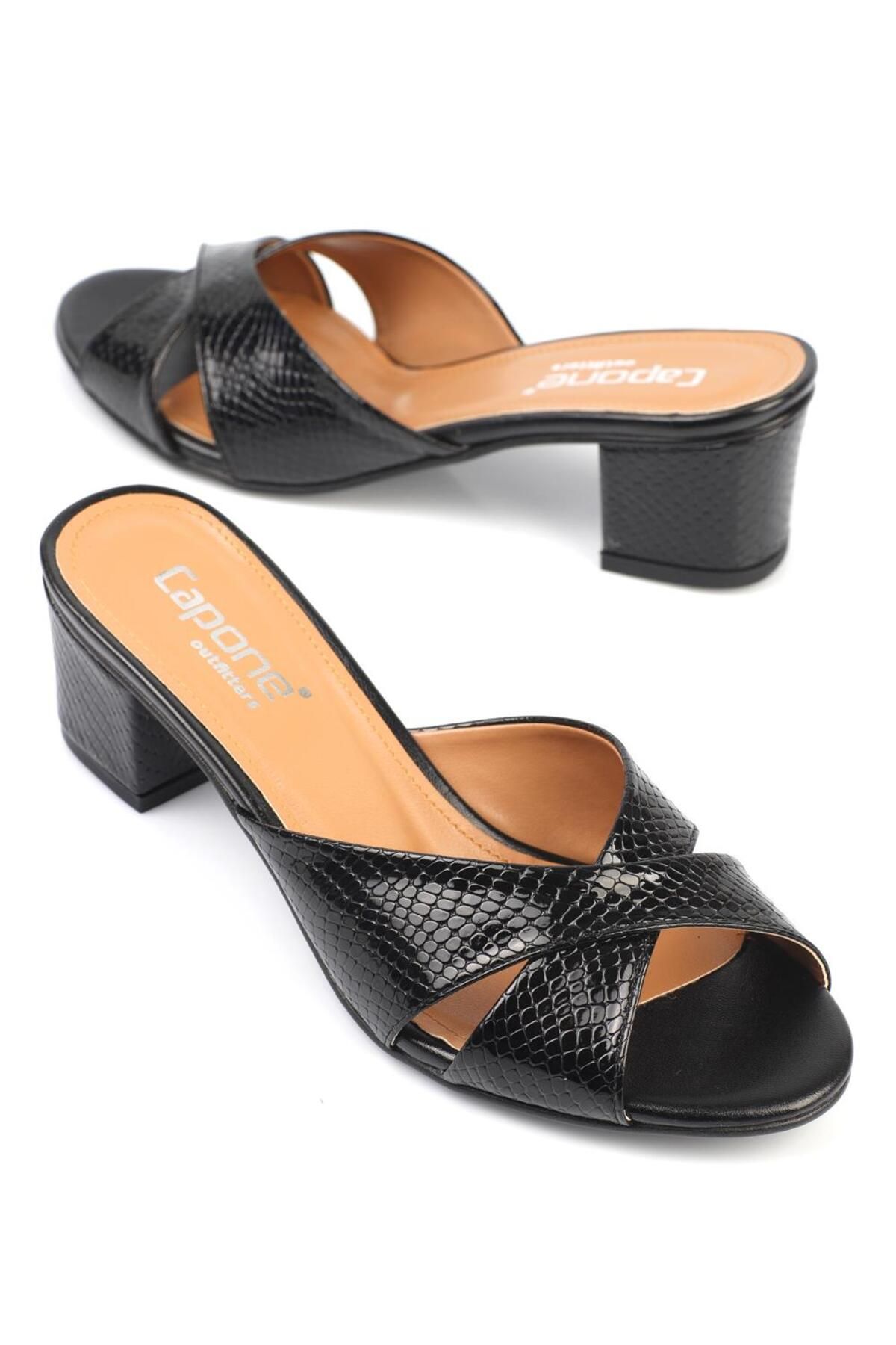 دمپایی مشکی زنانه Taya Cross Band اورجینال Capone Outfitters