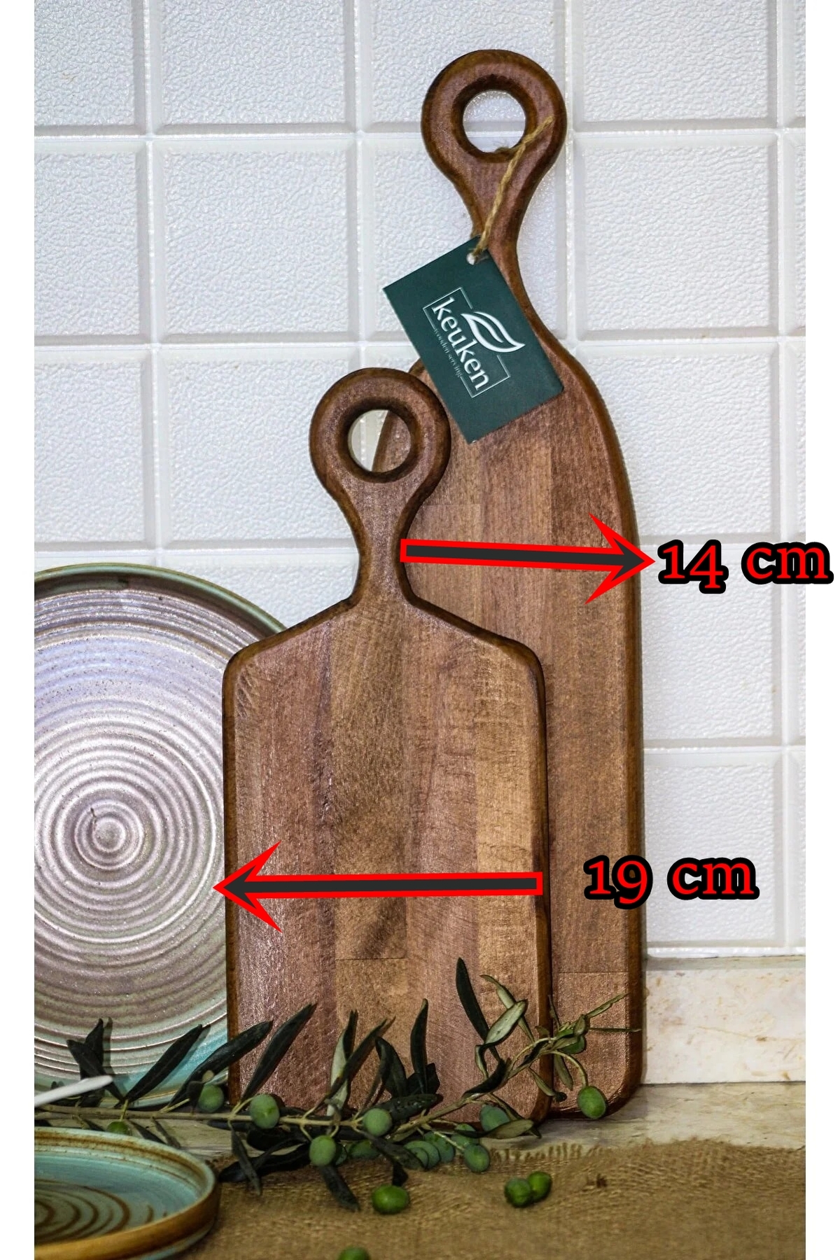 Doğal Life Koyu Ceviz Kesme Ve Servis Tahtası 14 Cmx 50 Cm- 19cmx36 Cm 2 Adet