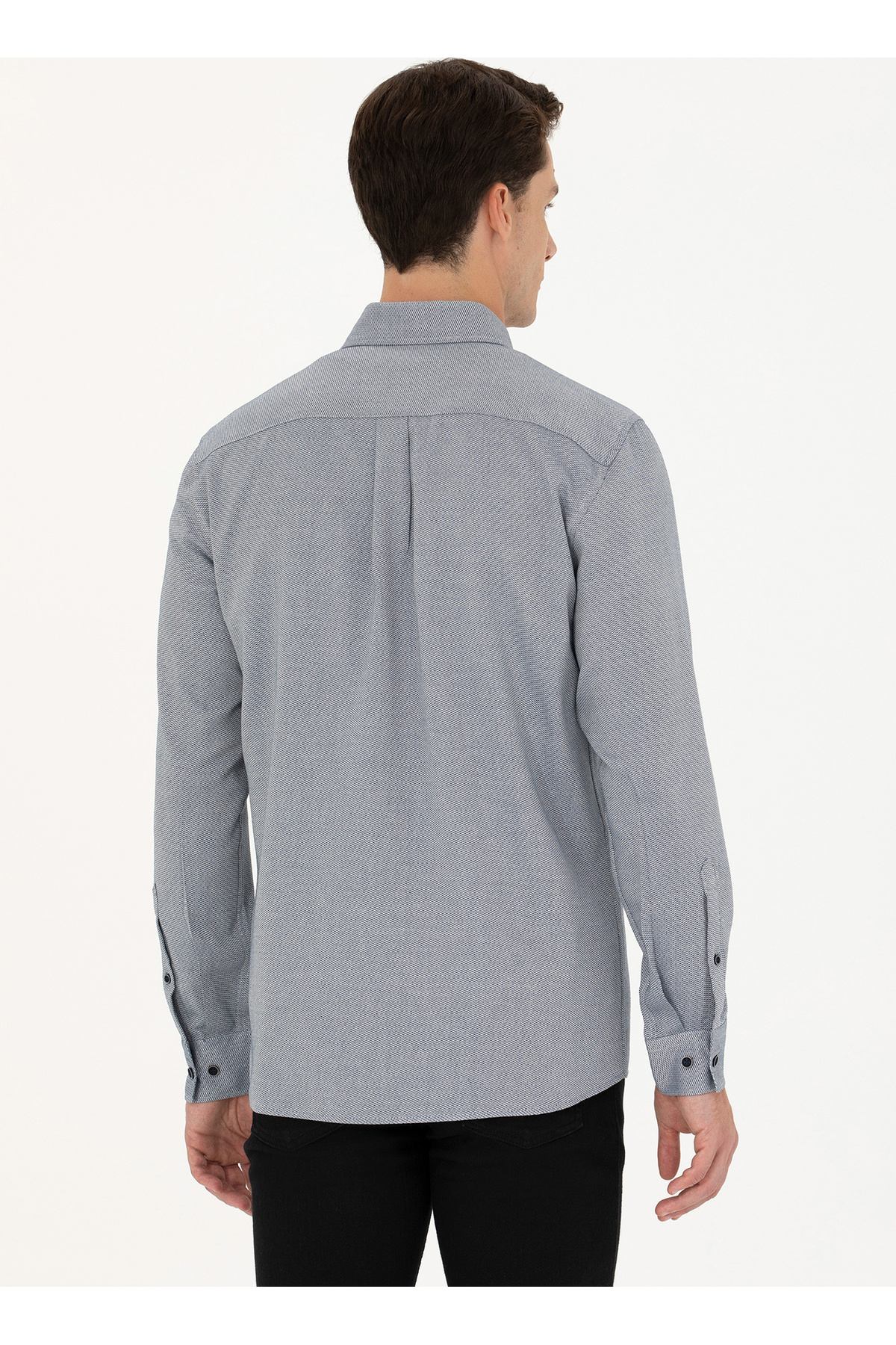 پیراهن مردانه آبی سرمه ای یو اس پولو | 5003060684 اورجینال - تصویر 5