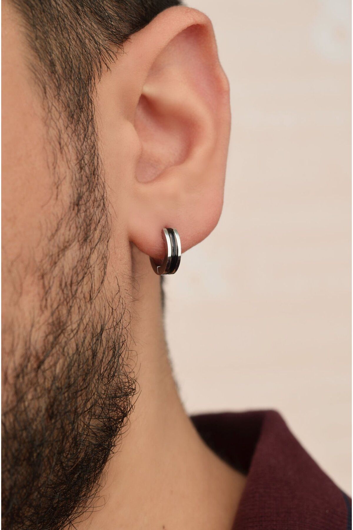 Black and silver hoop clearance earrings